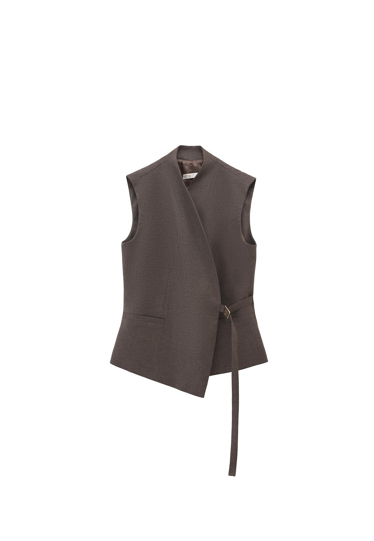Asymmetrical Midi Vest - CARAFE MELANGE