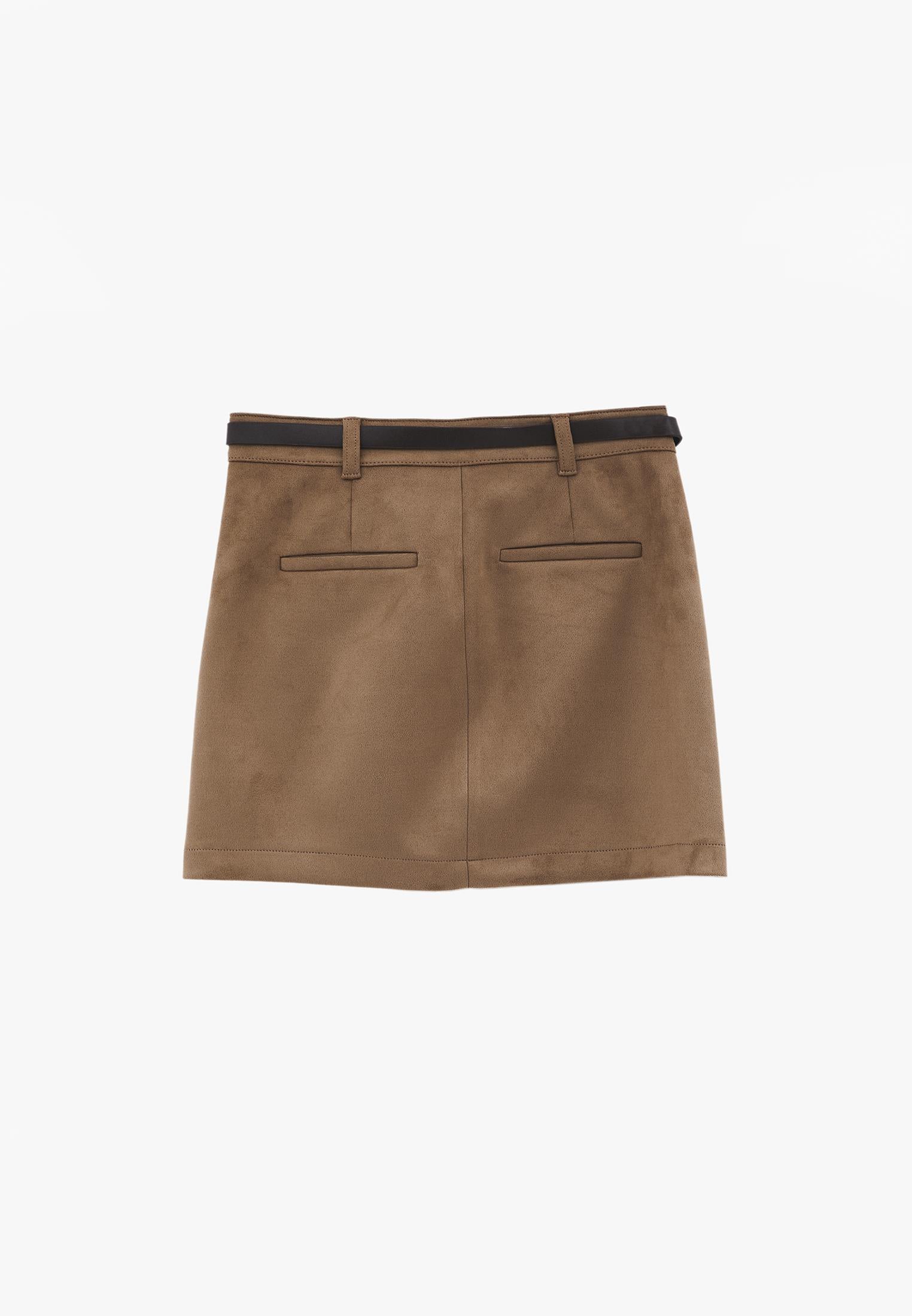 Ultra High Waist Short Buttoned Skirt - CARIBOU