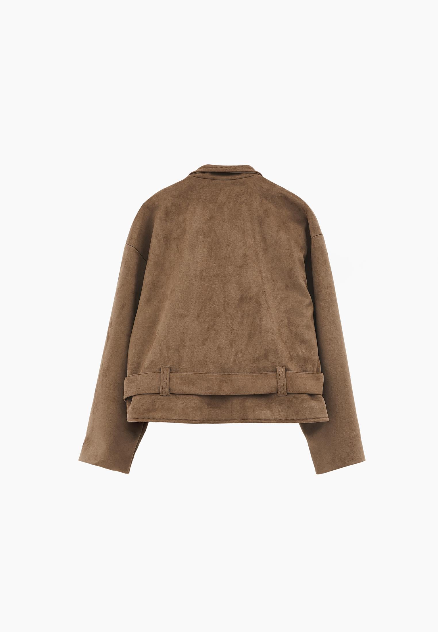 Midi Length Shawl Collar Long Sleeve Jacket - CARIBOU