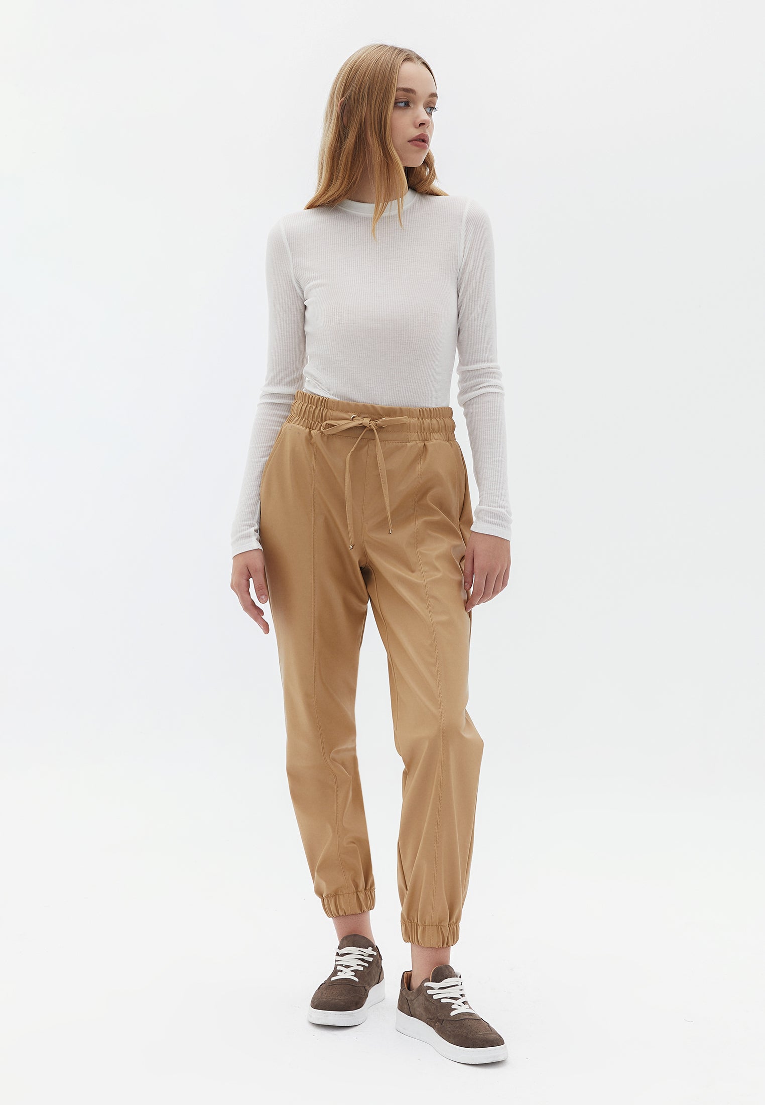 High Waist Cut Jogger Pants - CARTOUCHE
