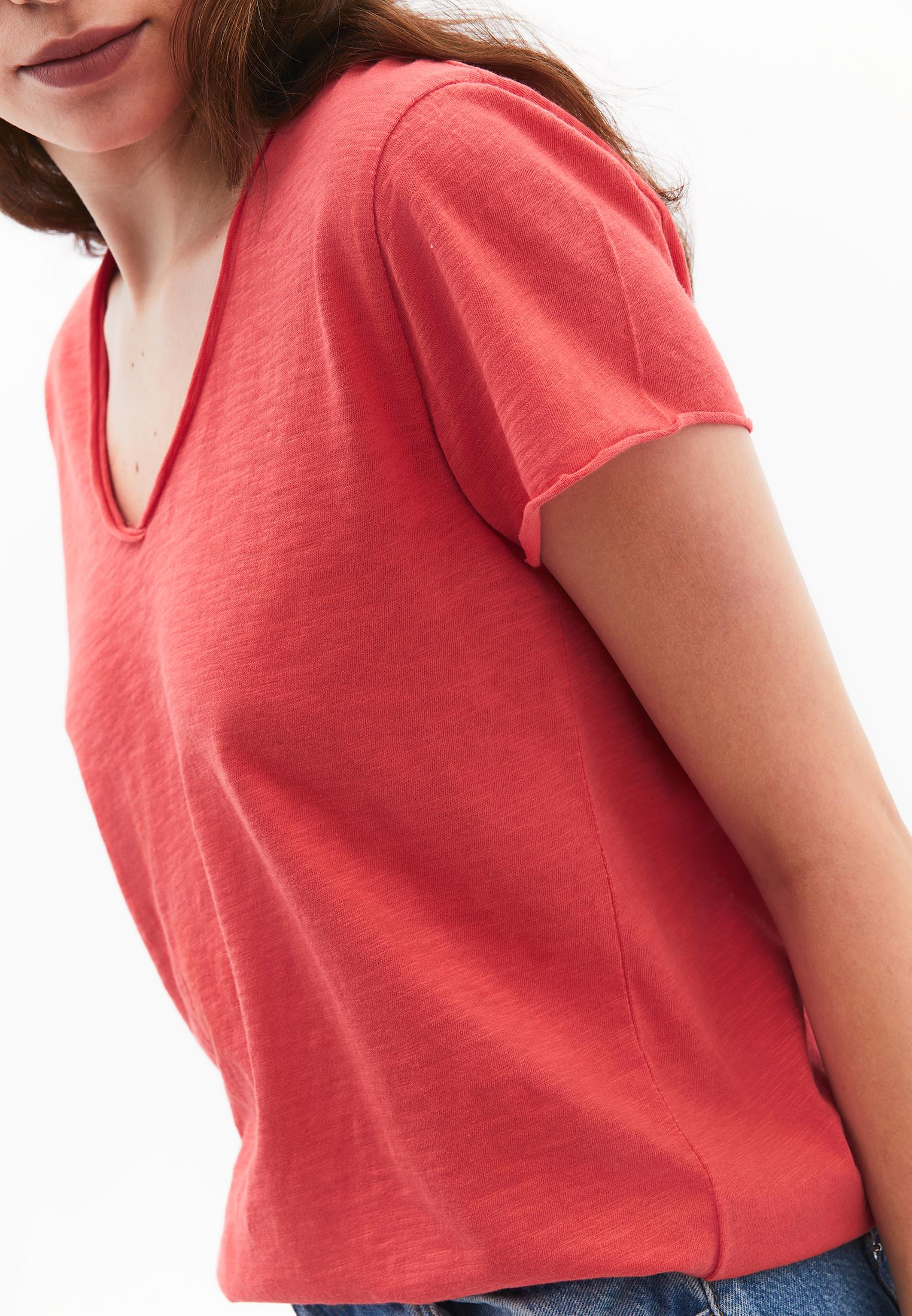 V Neck T-Shirt - CAYENNE