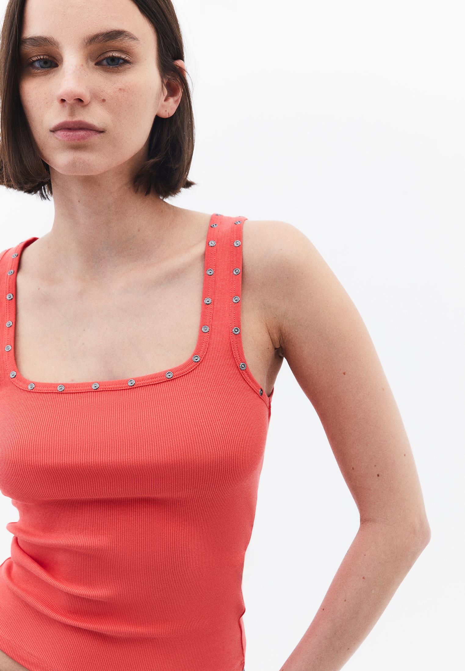Square Neck Bodycon Tank Top - CAYENNE