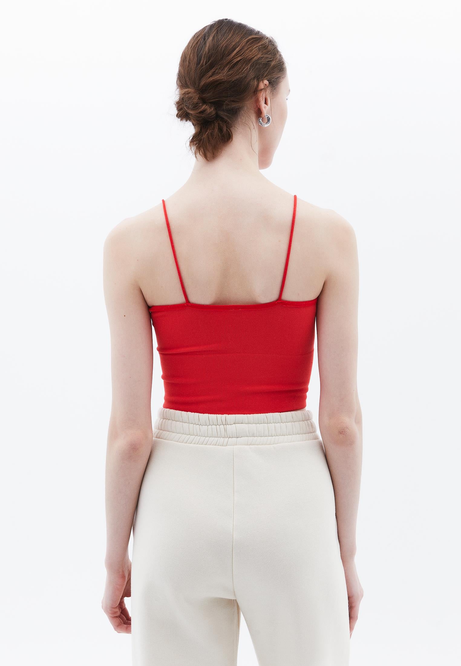 V Neck Tank Top - CAYENNE