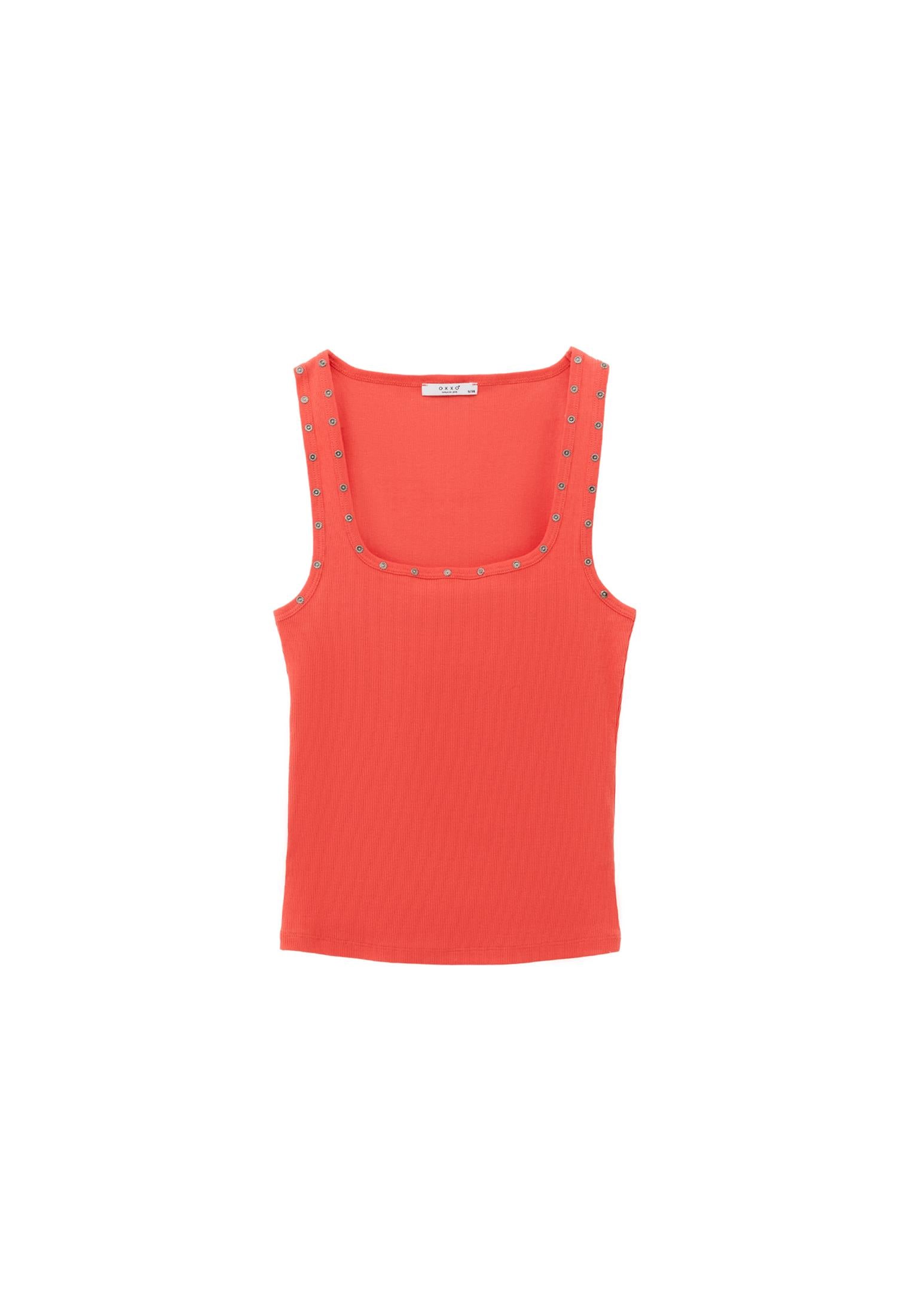 Square Neck Bodycon Tank Top - CAYENNE