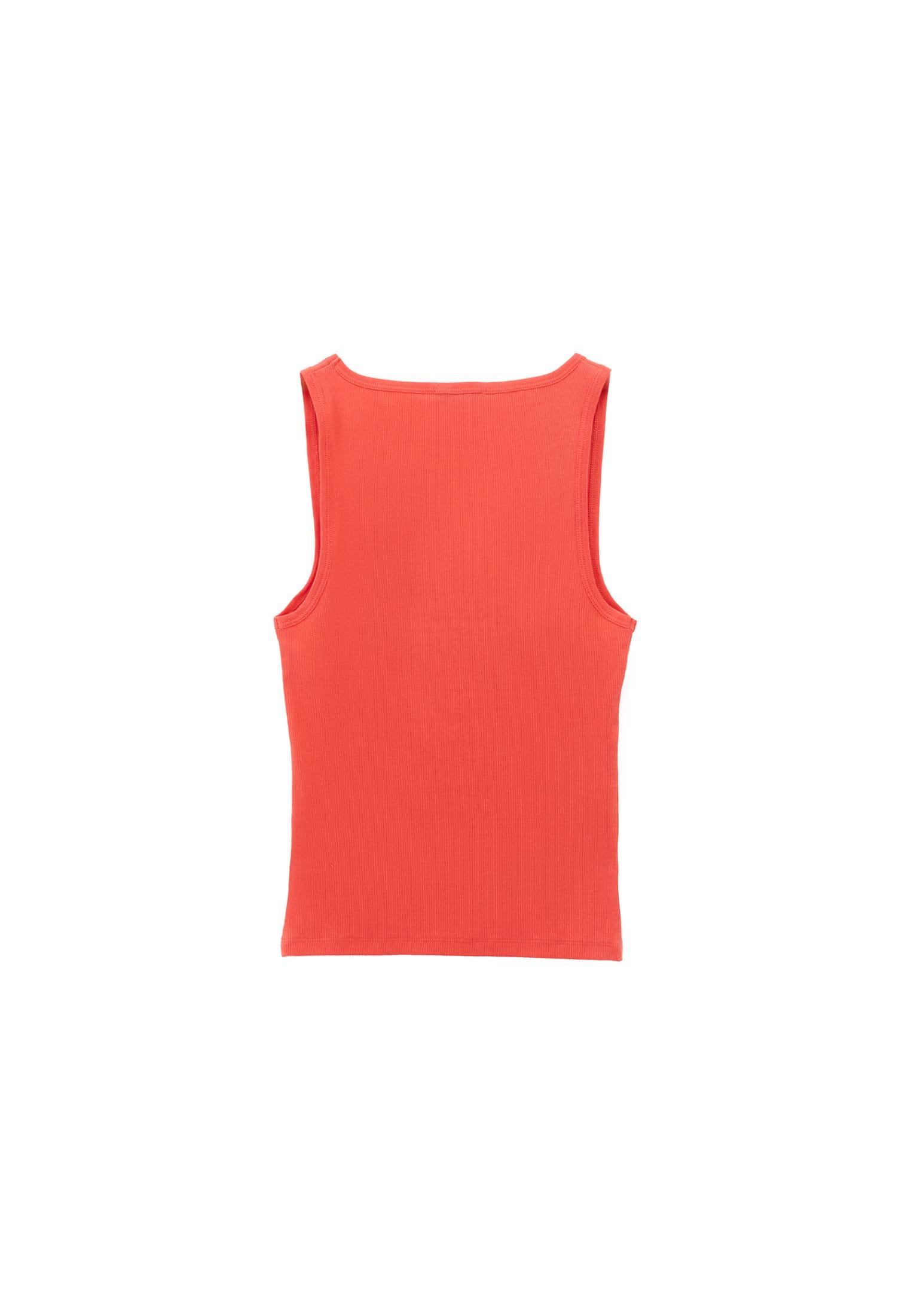 Square Neck Bodycon Tank Top - CAYENNE