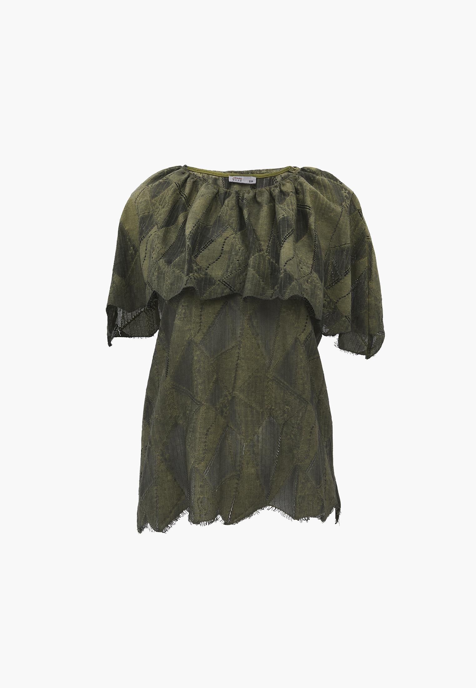 Sleeveless Blouse With Boat Neck And Embroidery - CEDAR