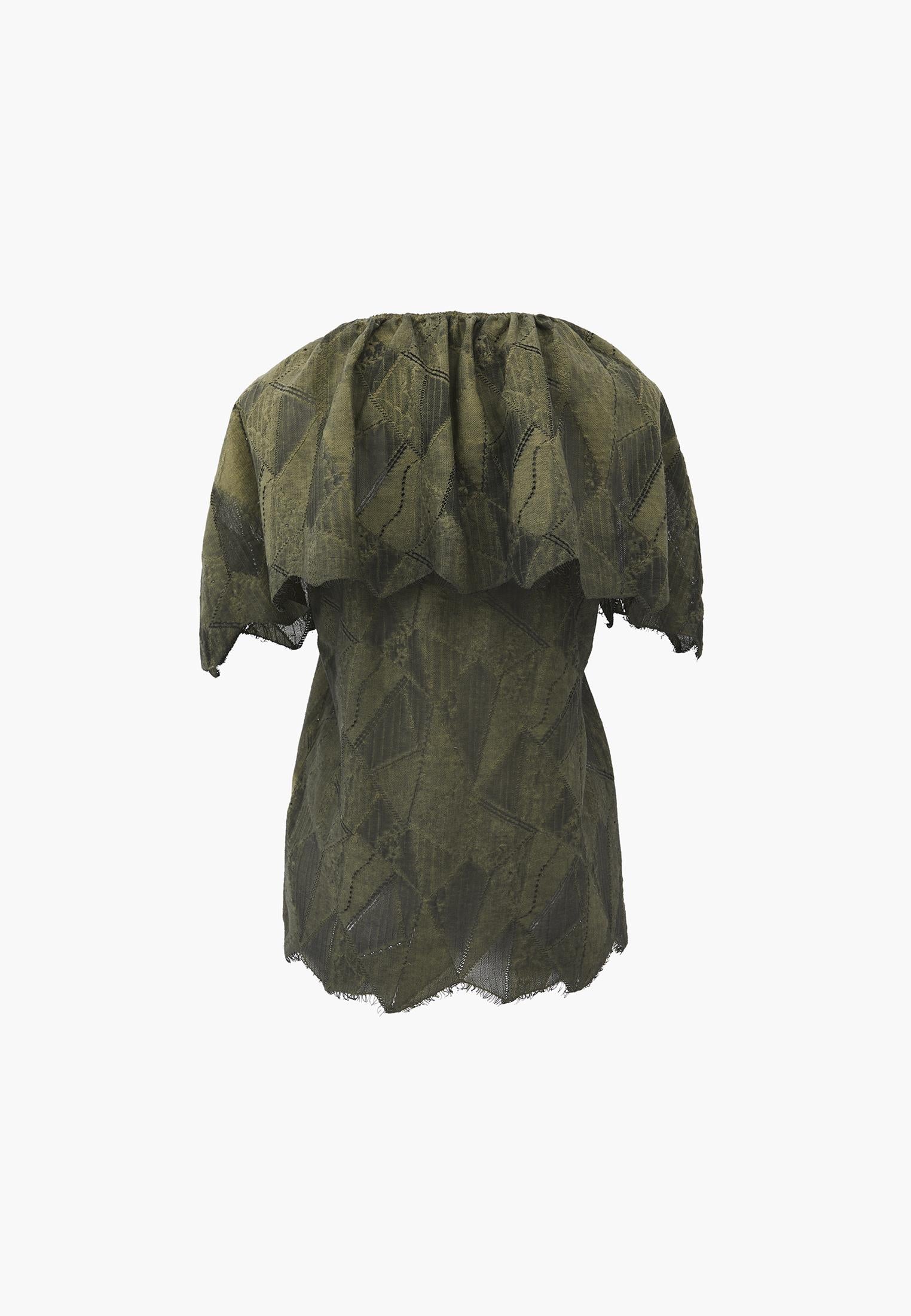 Sleeveless Blouse With Boat Neck And Embroidery - CEDAR