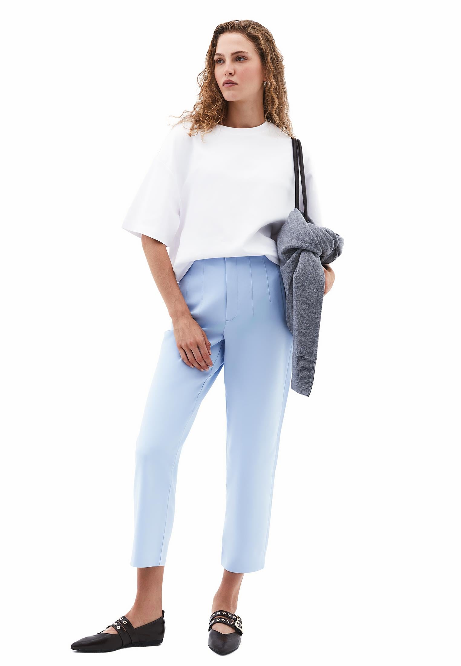 Ultra High Waist Carrot Pants - CHAMBRAY BLUE