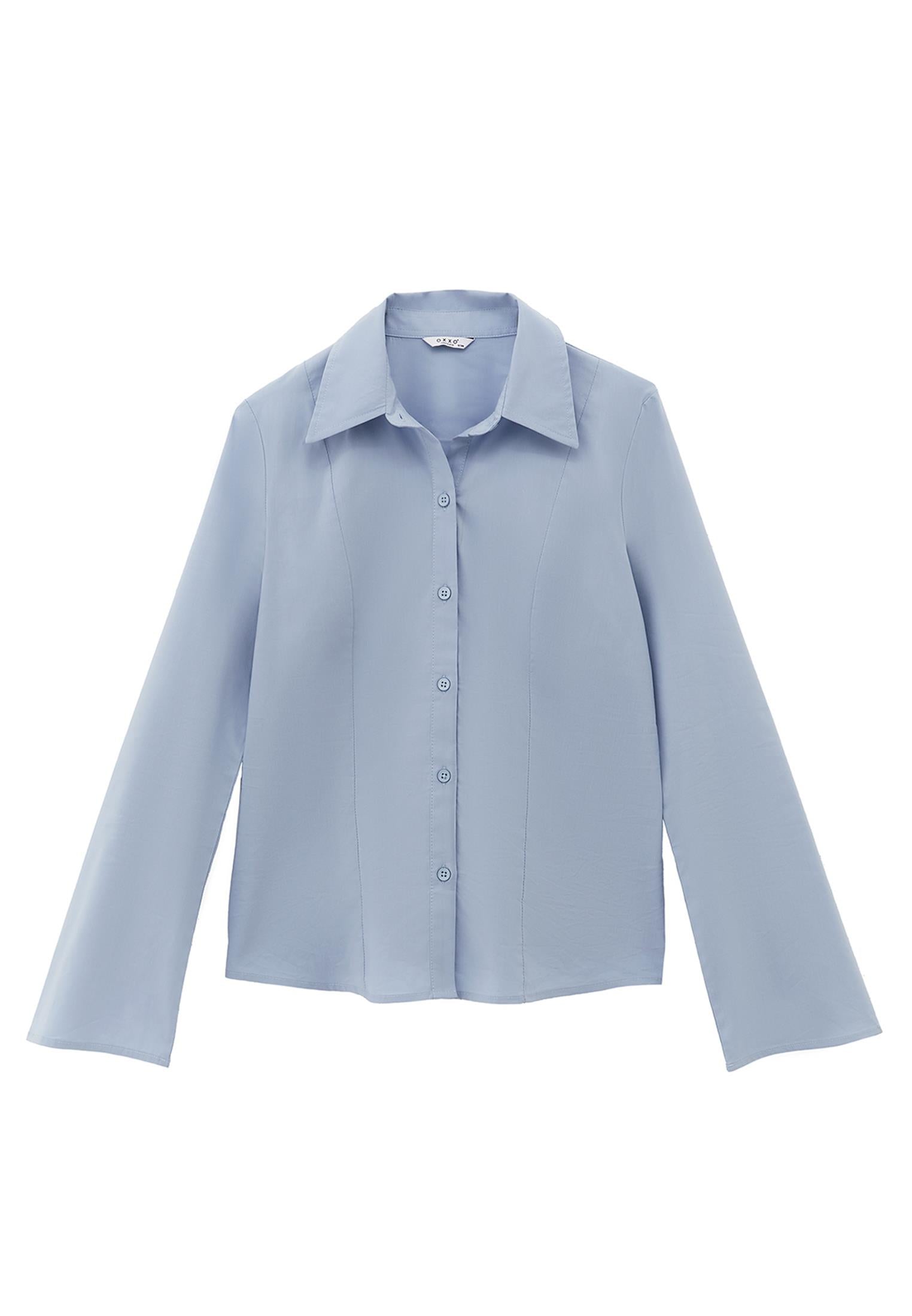 Buttoned Slim Fit Standard Long Sleeve Shirt - CHAMBRAY BLUE