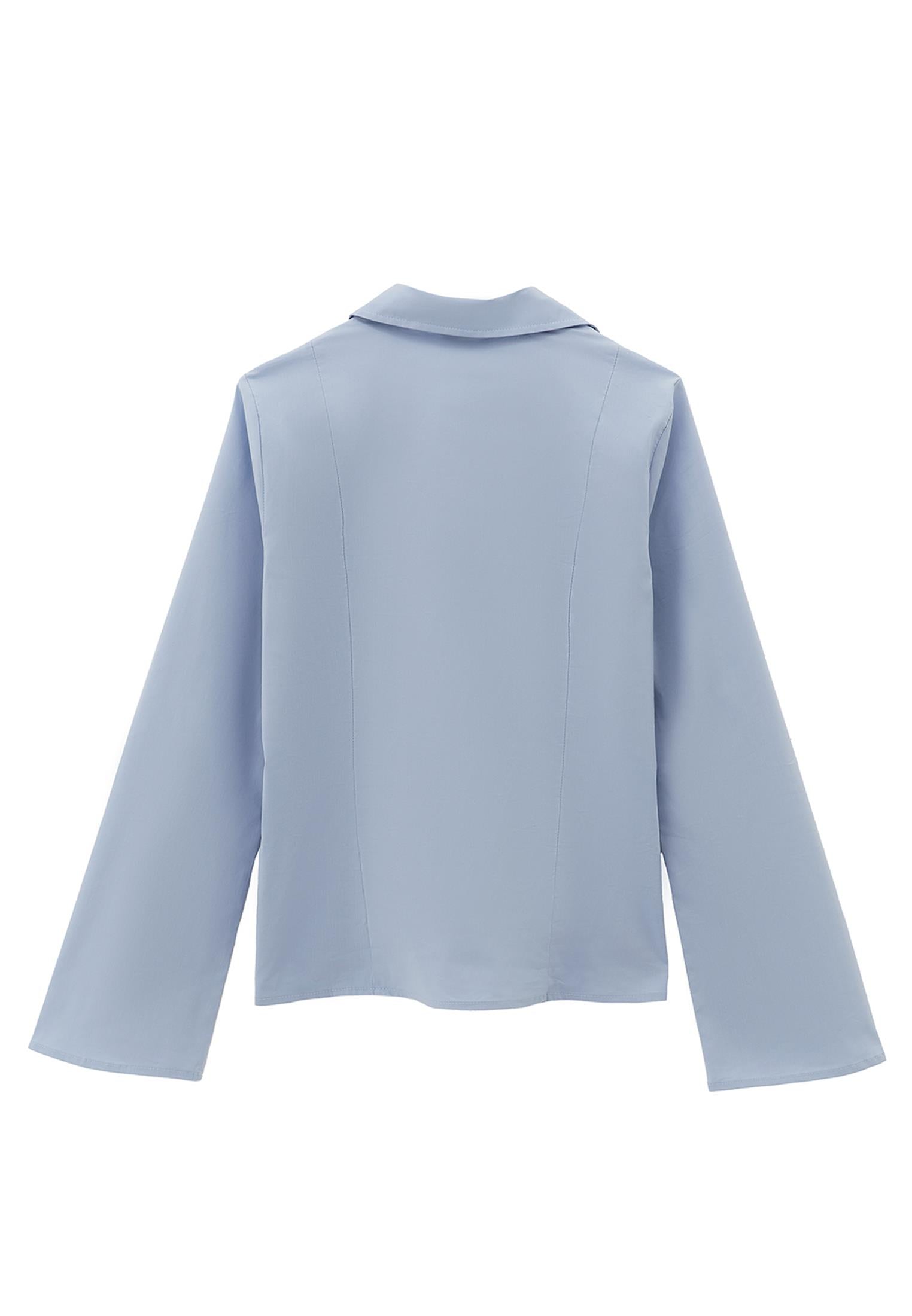 Buttoned Slim Fit Standard Long Sleeve Shirt - CHAMBRAY BLUE