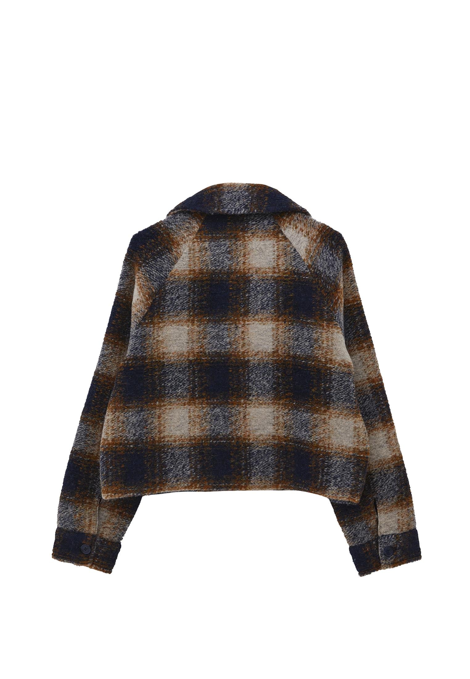 Double Breasted Checked Blazer With Long Sleeves - CHECK COMB
