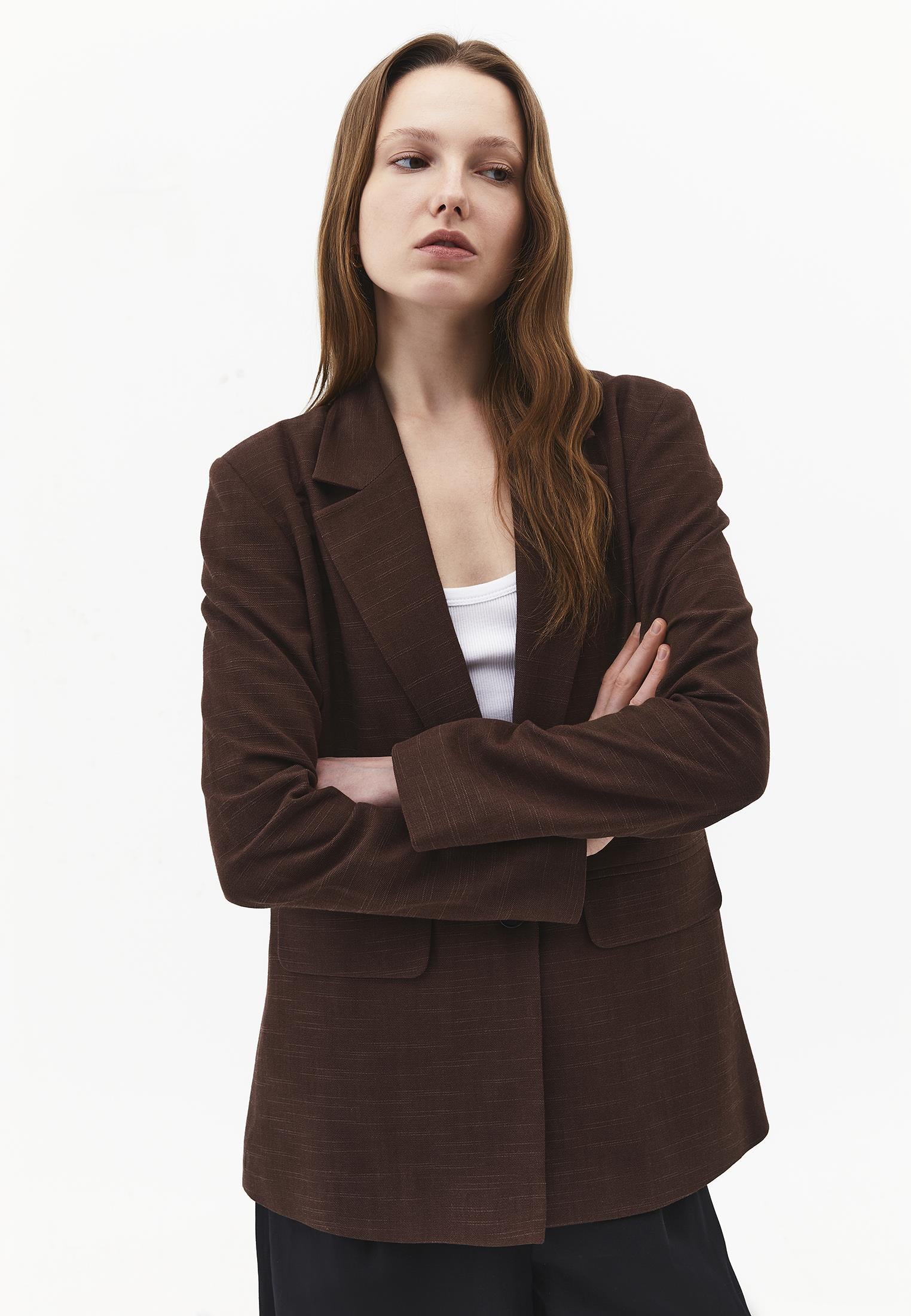 Oversize Blazer Jacket - CHICORY COFFEE