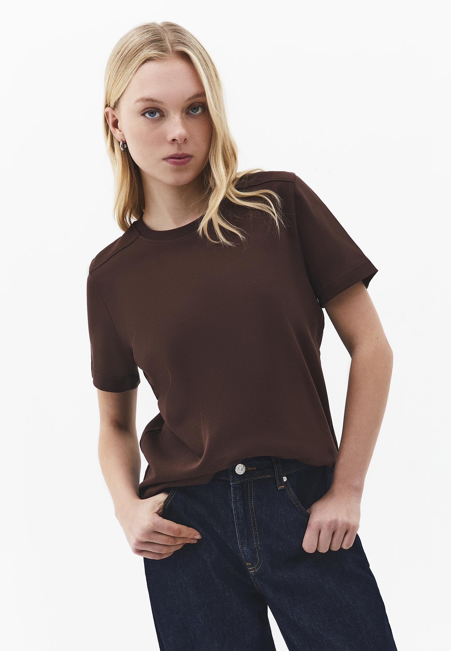 Crew Neck Loose Fit T-Shirt - CHICORY COFFEE