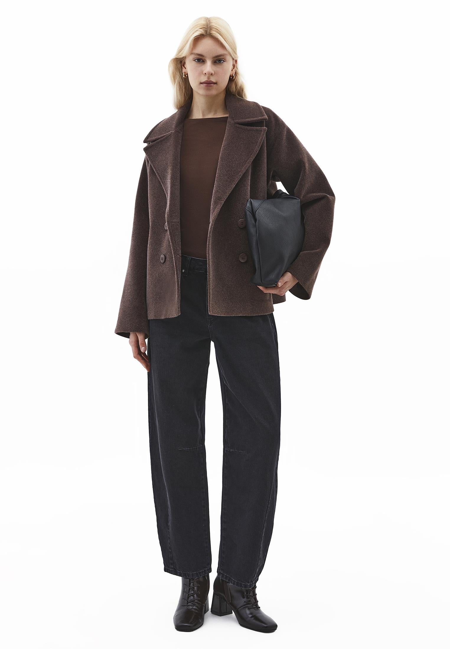 Boat Neck Long Sleeve T-Shirt - CHICORY COFFEE