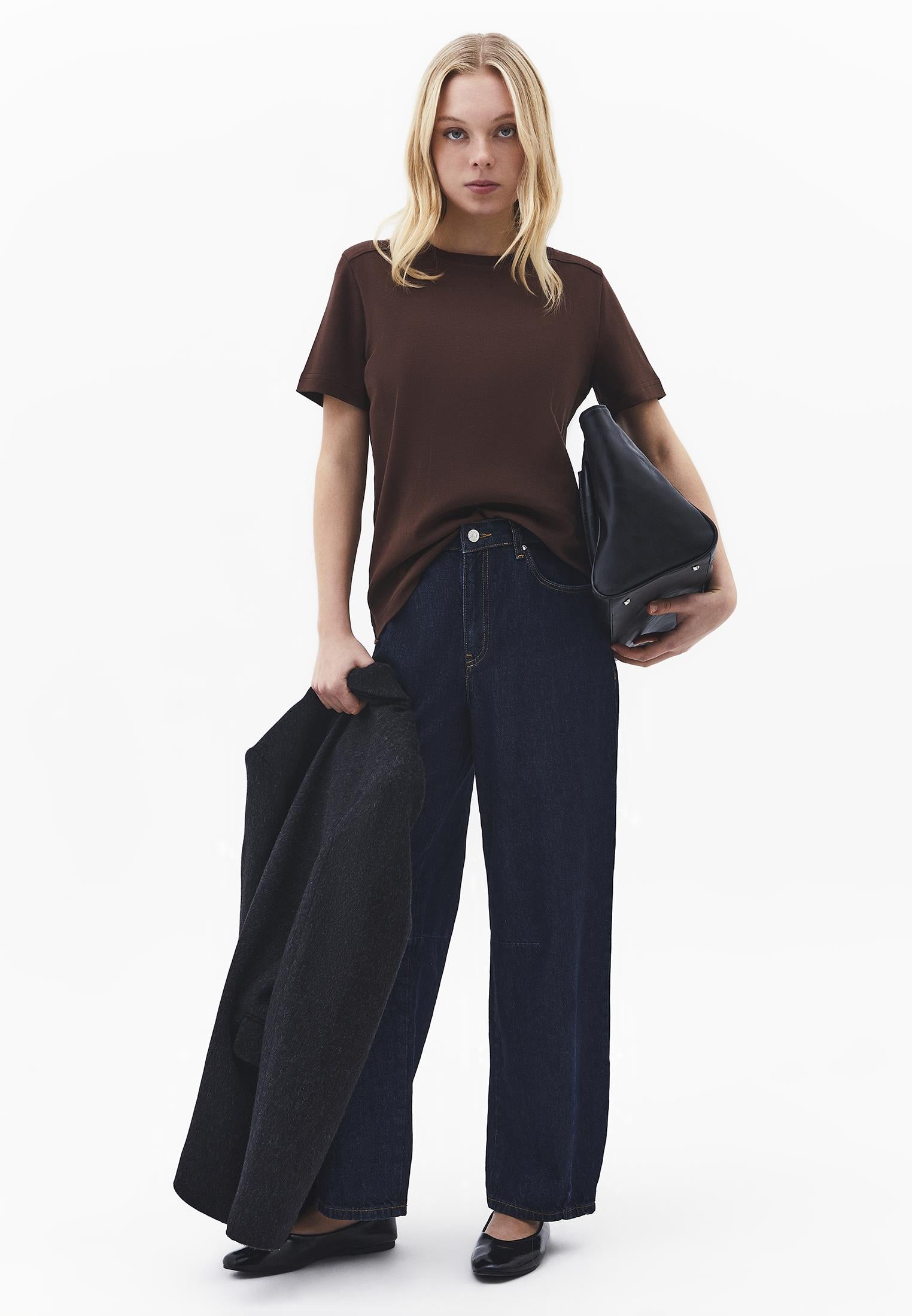 Crew Neck Loose Fit T-Shirt - CHICORY COFFEE