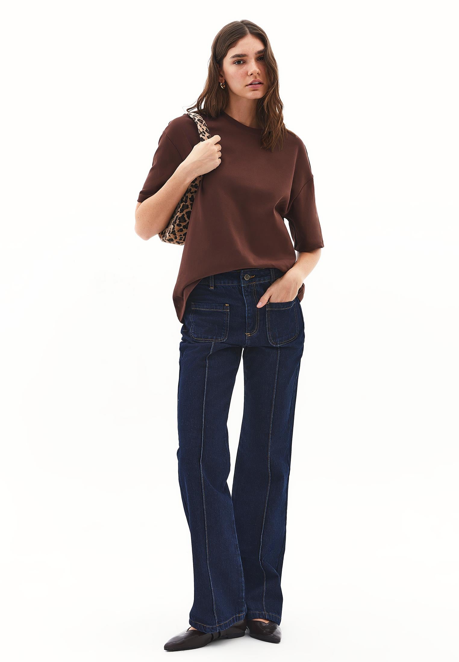 Oversize Cotton T-Shirt - CHICORY COFFEE