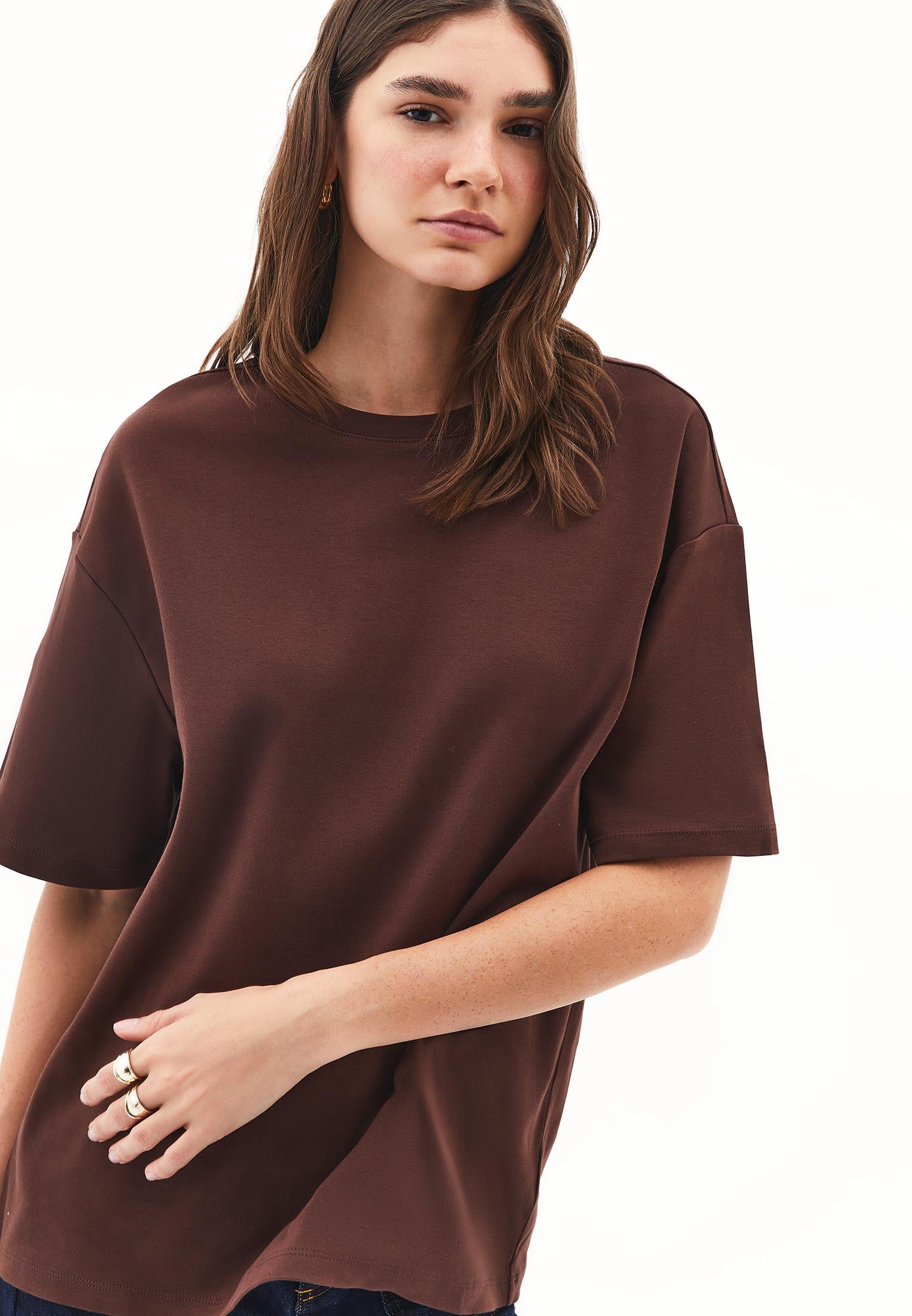 Oversize Cotton T-Shirt - CHICORY COFFEE