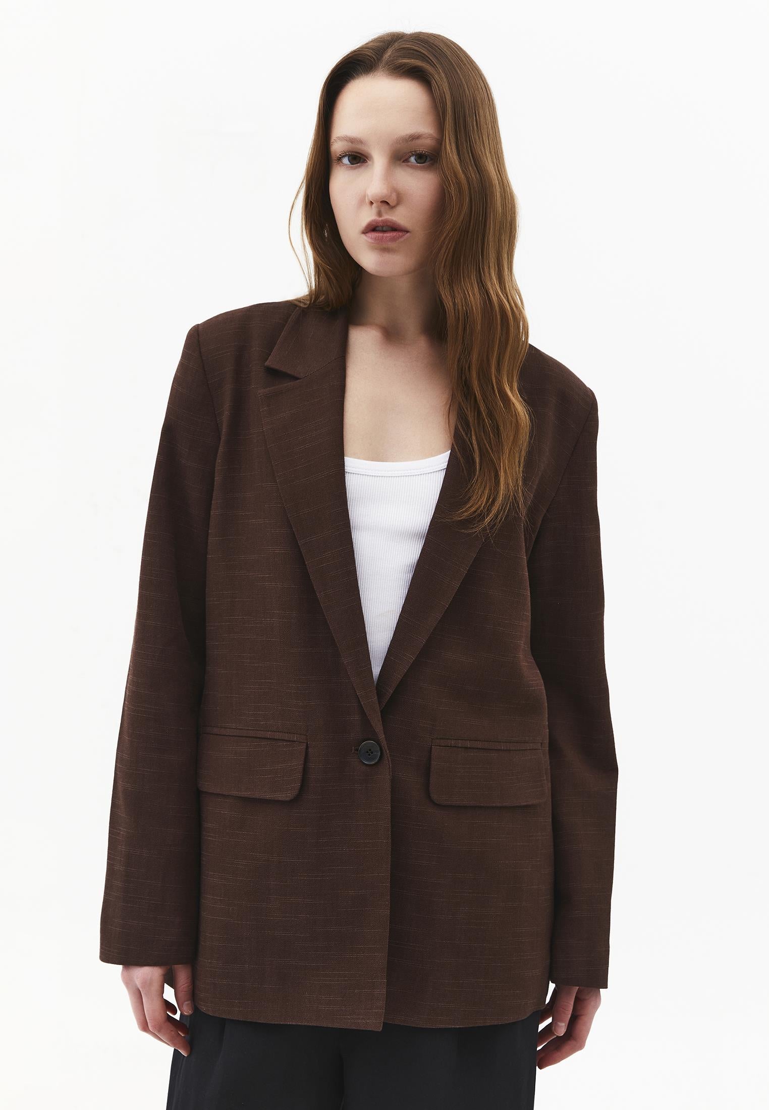 Oversize Blazer Jacket - CHICORY COFFEE
