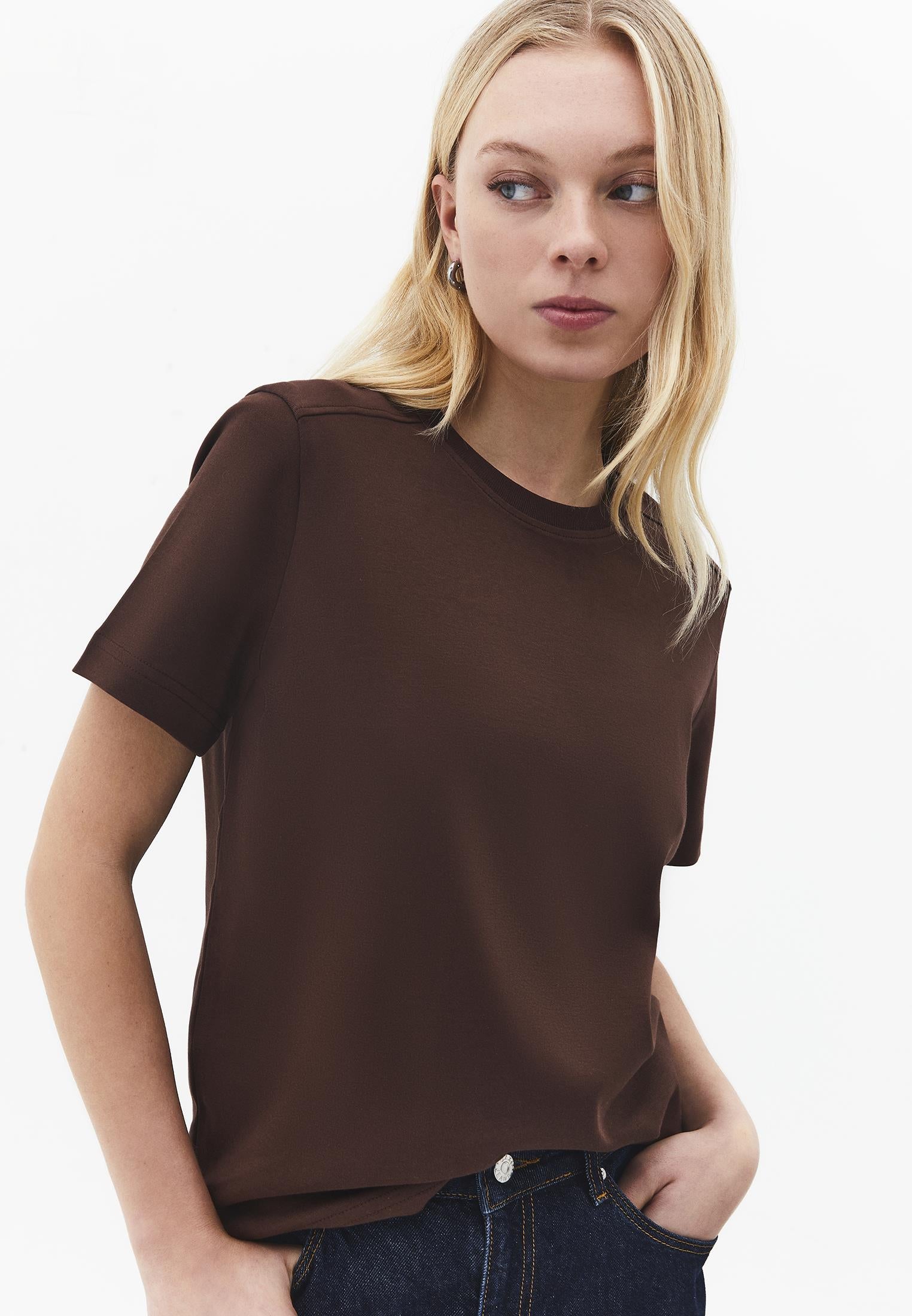 Crew Neck Loose Fit T-Shirt - CHICORY COFFEE