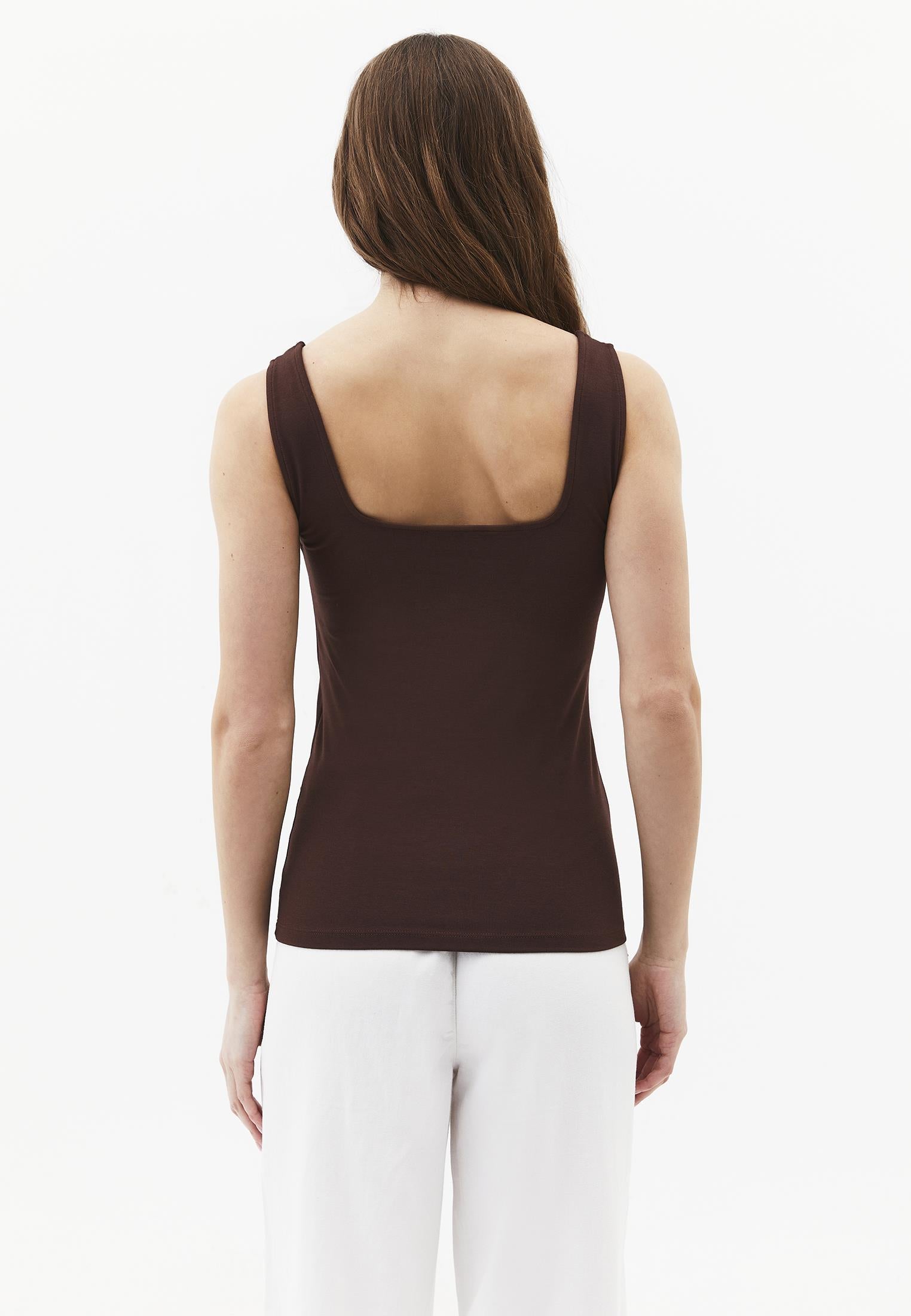Square Neck Bodycon Tank Top - CHICORY COFFEE