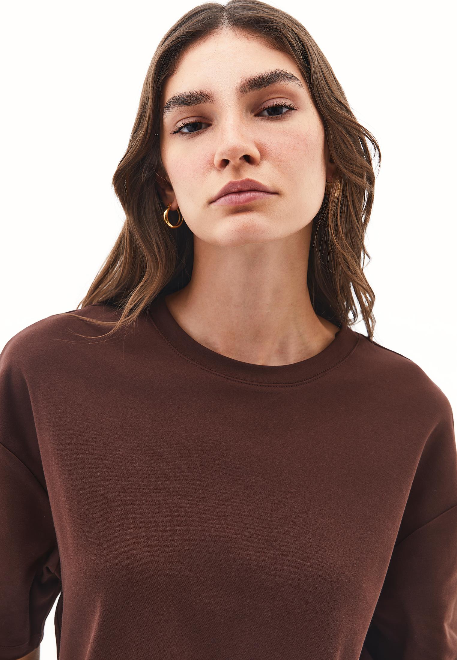 Oversize Cotton T-Shirt - CHICORY COFFEE