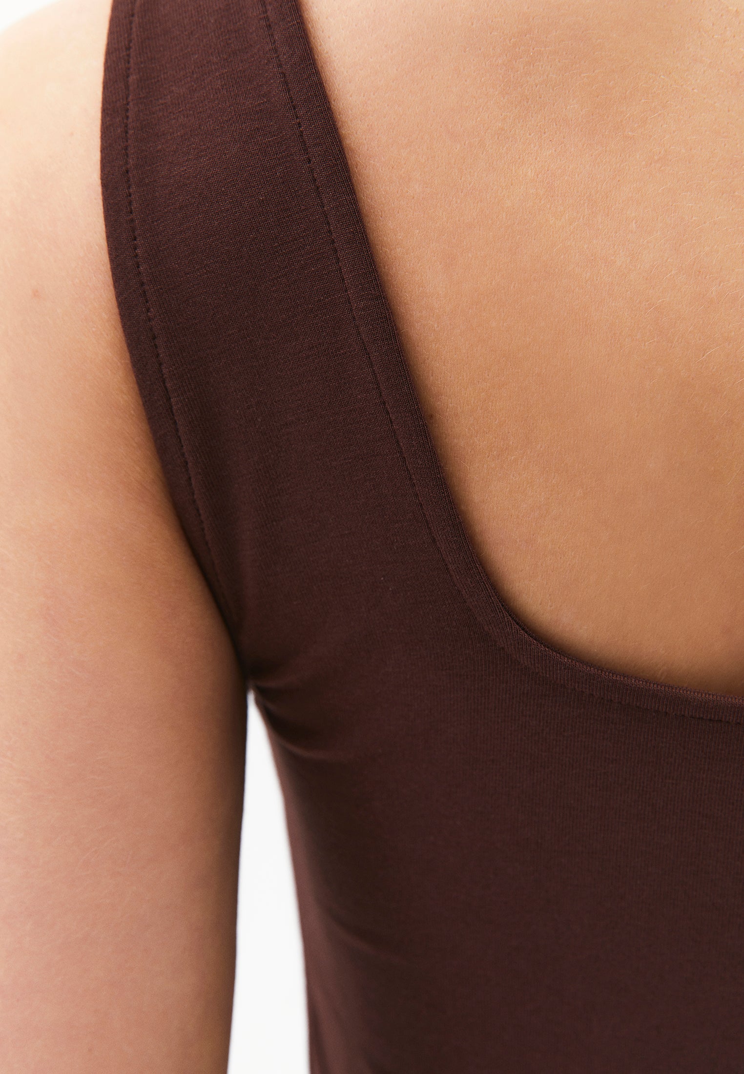 Square Neck Bodycon Tank Top - CHICORY COFFEE