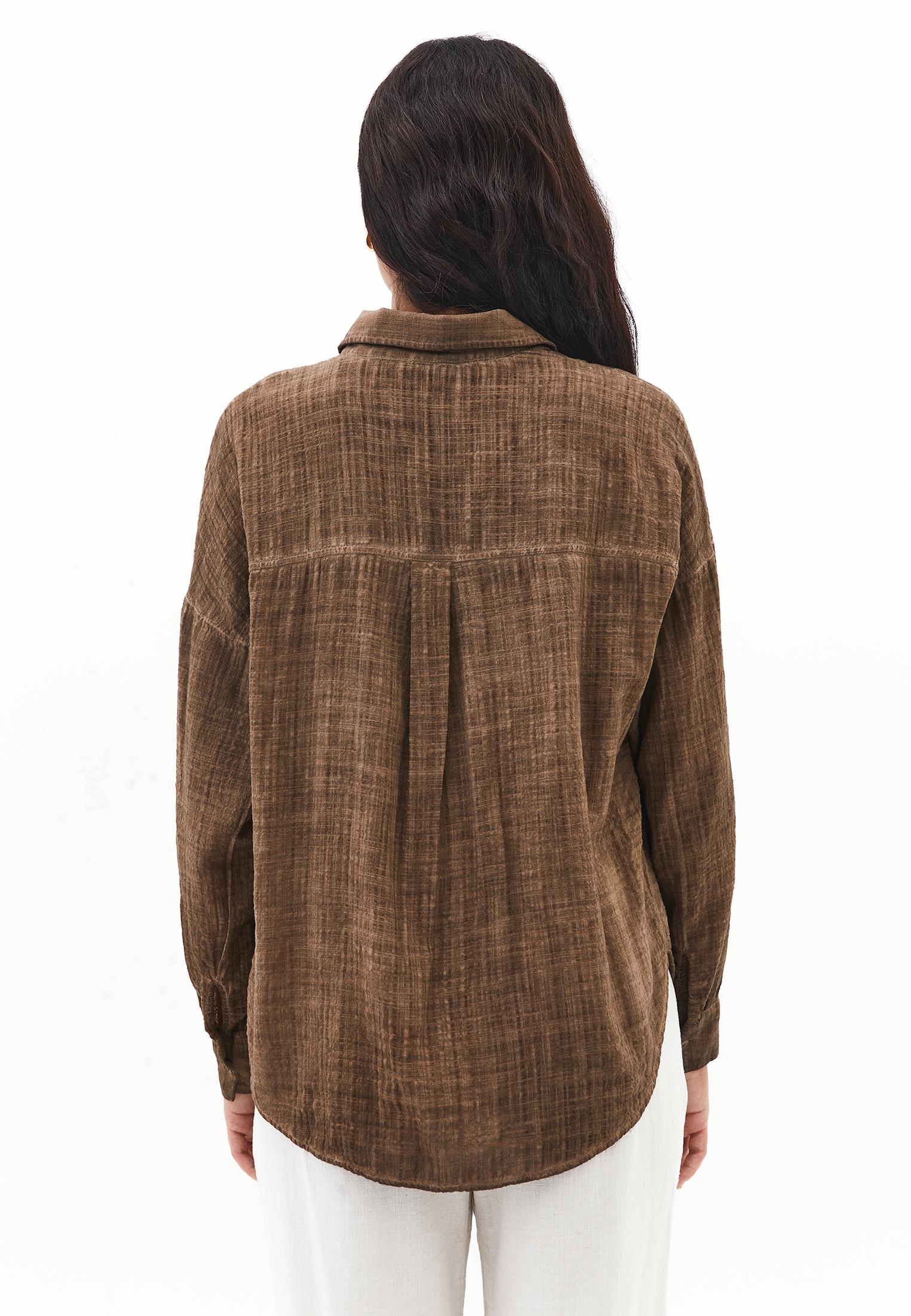 Button Detailed Oversize Shirt - CHICORY COFFEE