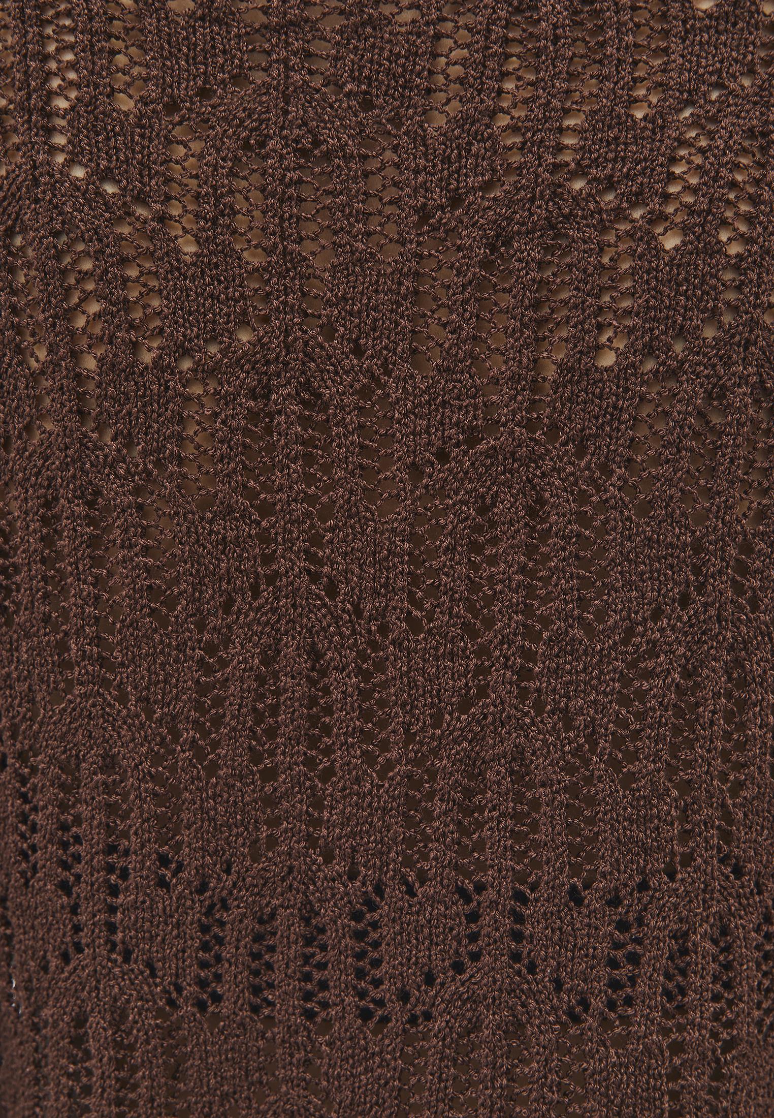 Openwork Boat Neck Sweater - CHICORY COFFEE