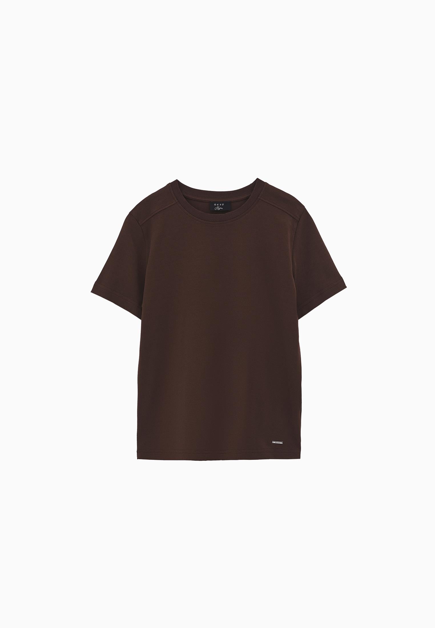 Crew Neck Loose Fit T-Shirt - CHICORY COFFEE