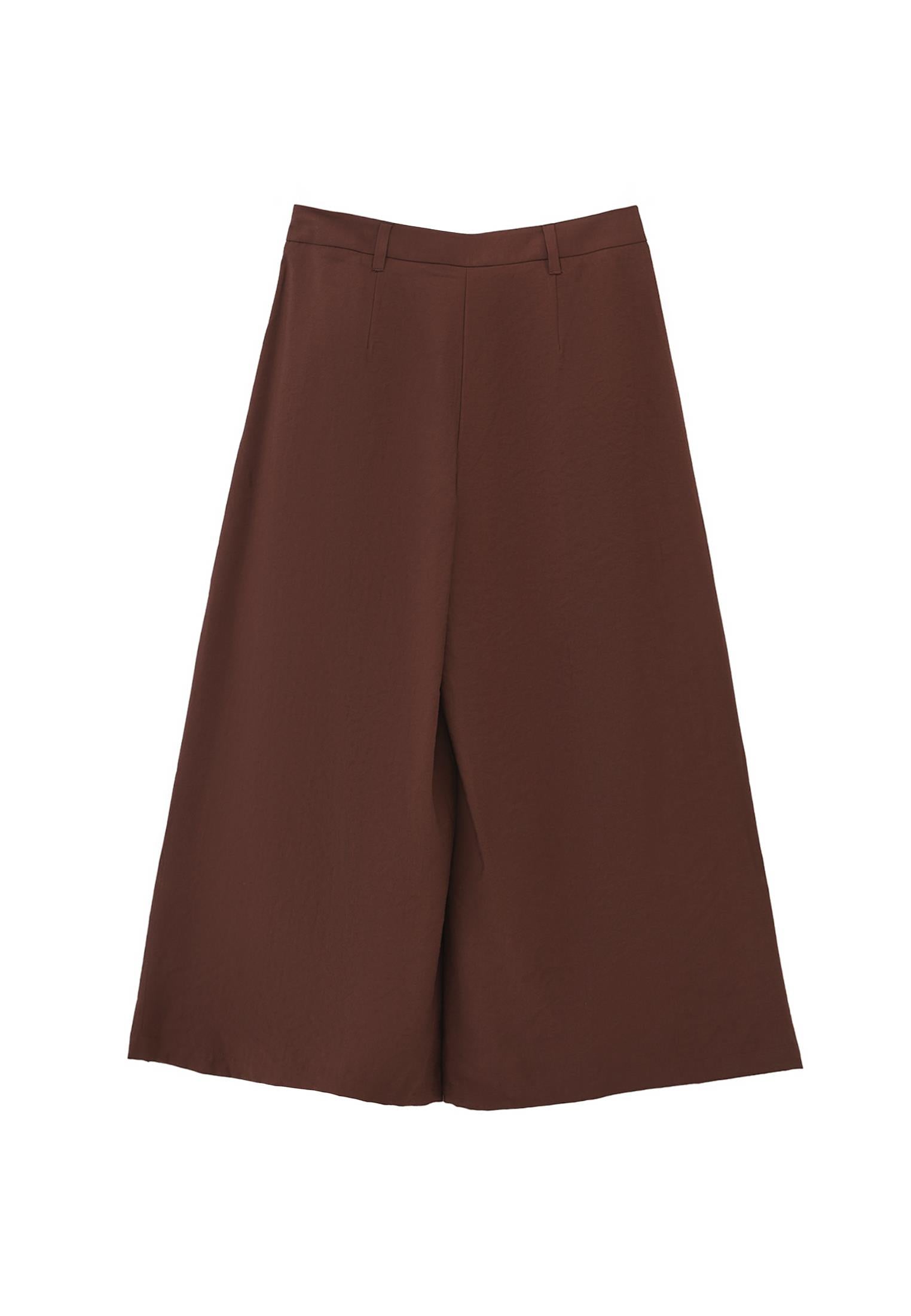 High Waist Wide Leg Pants - CHICORY COFFEE