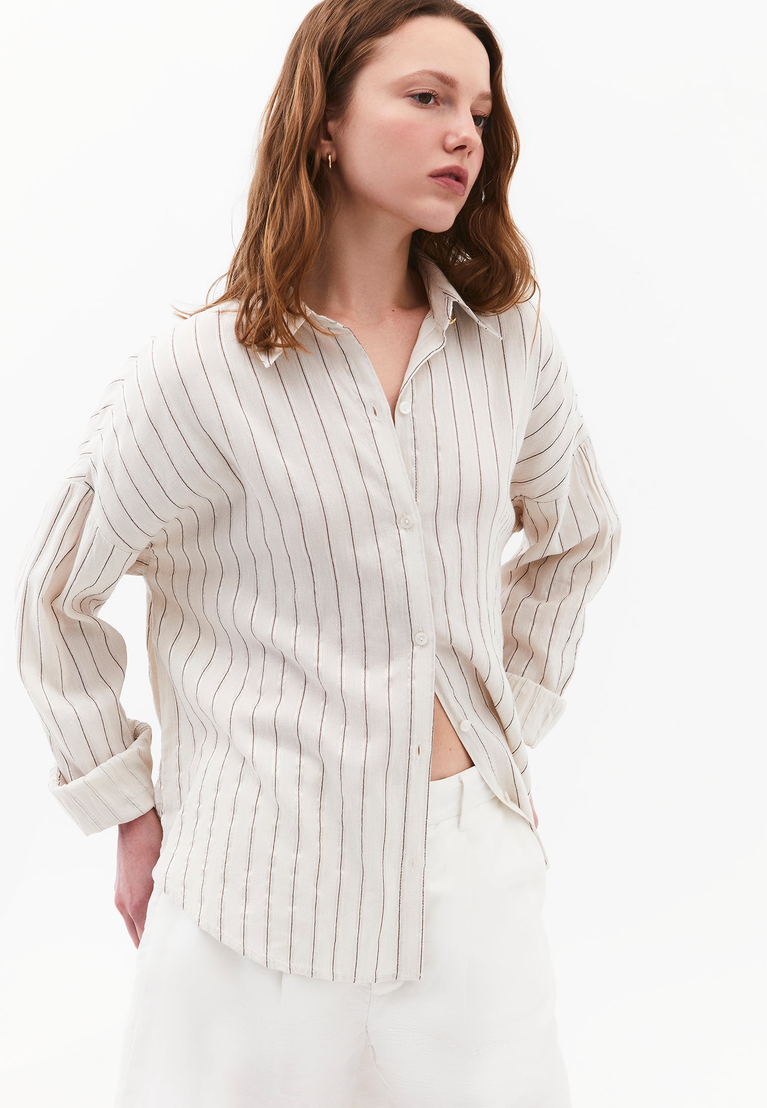 Striped Button Detailed Oversize Shirt - CHICORY STRIPE