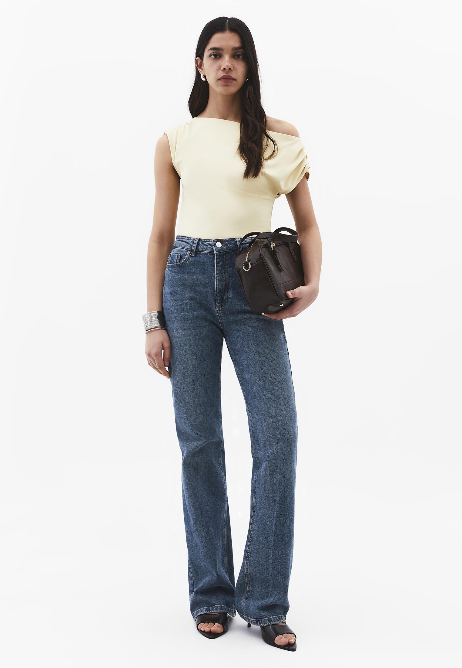 Boat Neck Short Sleeve Blouse - CHINO GREEN