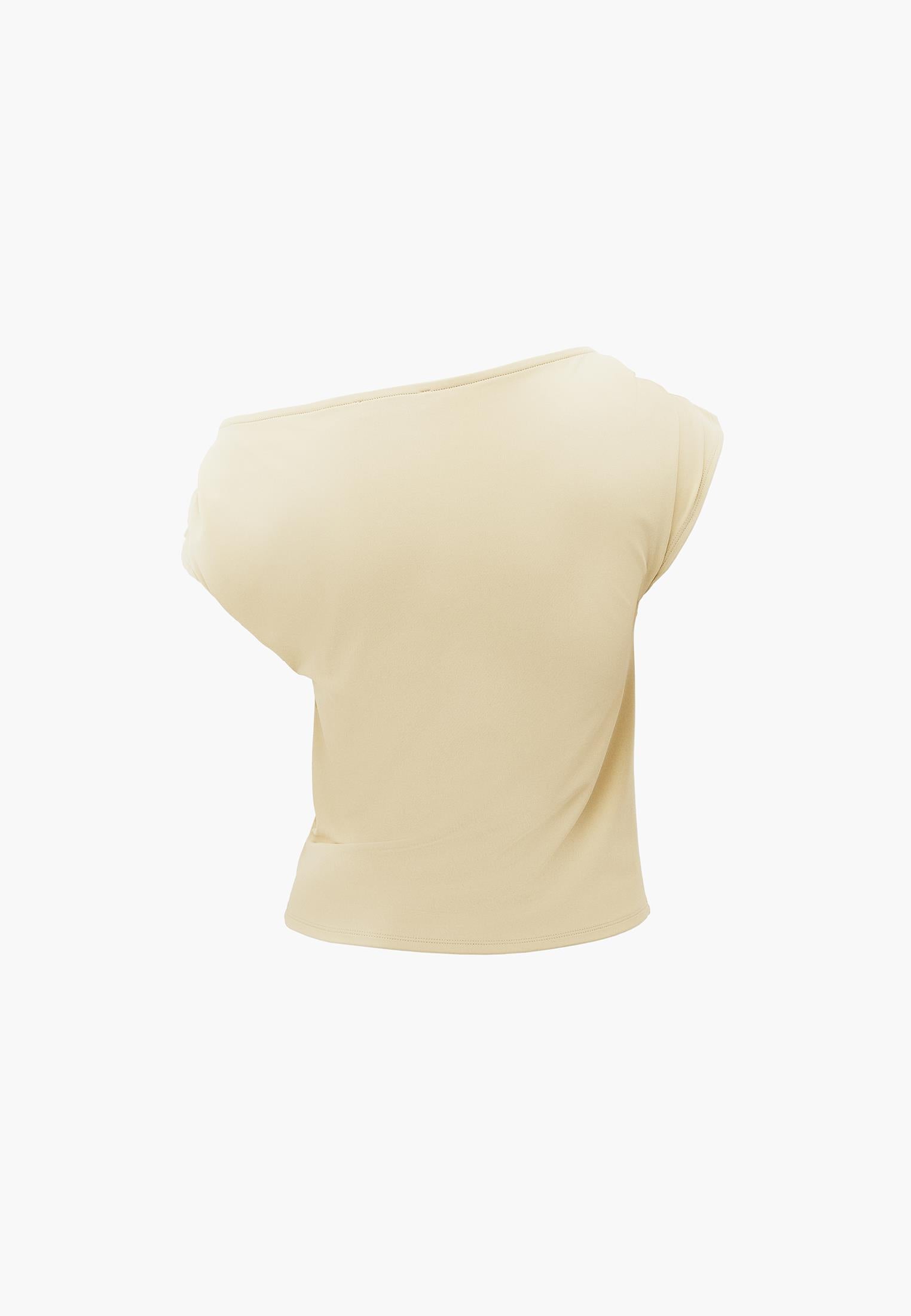 Boat Neck Short Sleeve Blouse - CHINO GREEN