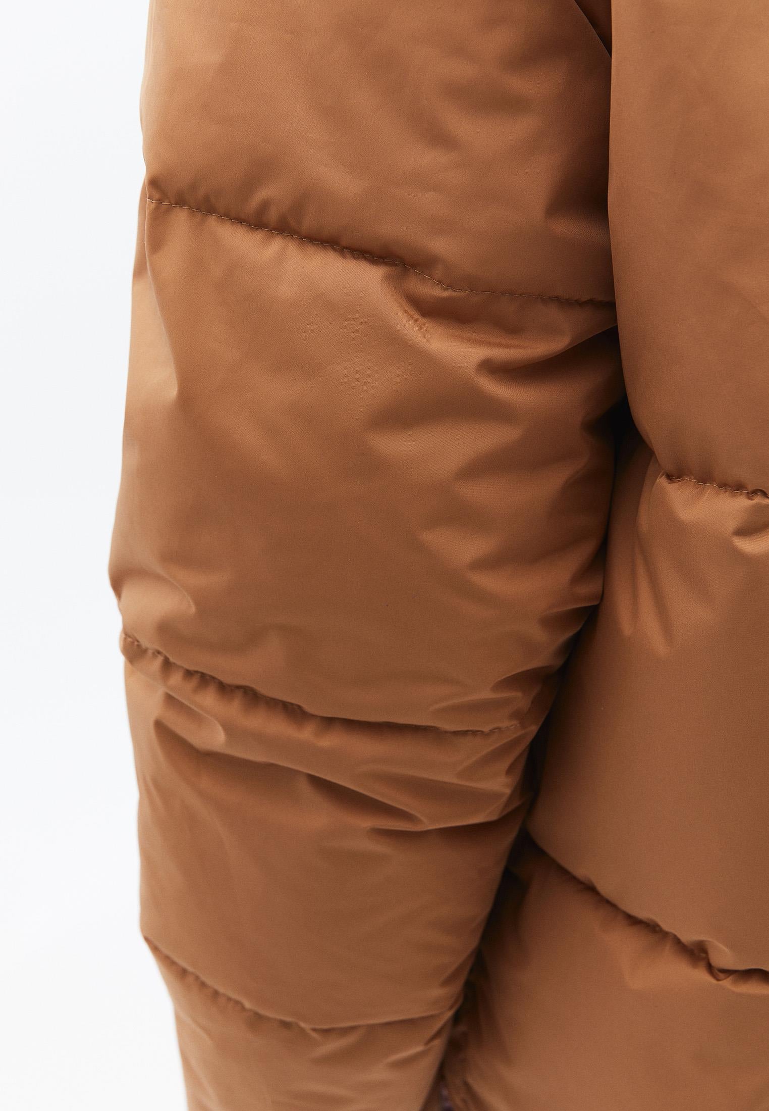 High Collar Long Sleeved Women's Coat - CHIPMUNK