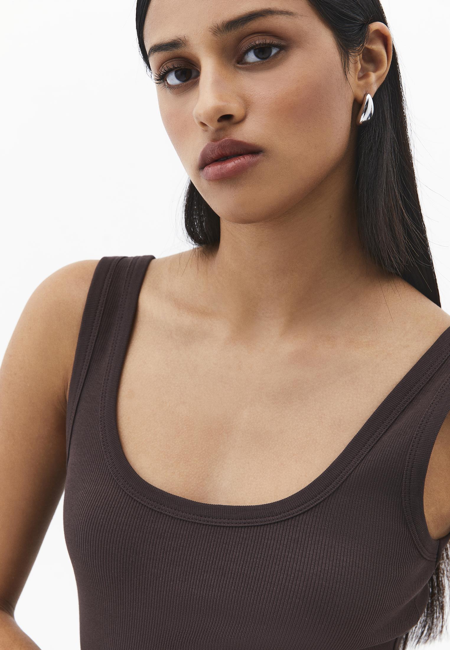 U Neck Tank Top - CHOCOLATE BROWN