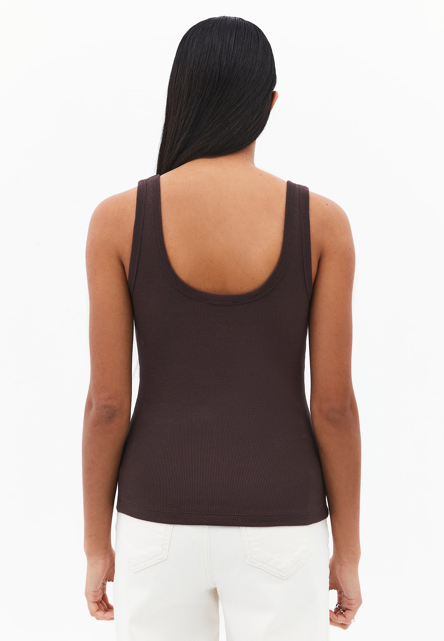 U Neck Tank Top - CHOCOLATE BROWN
