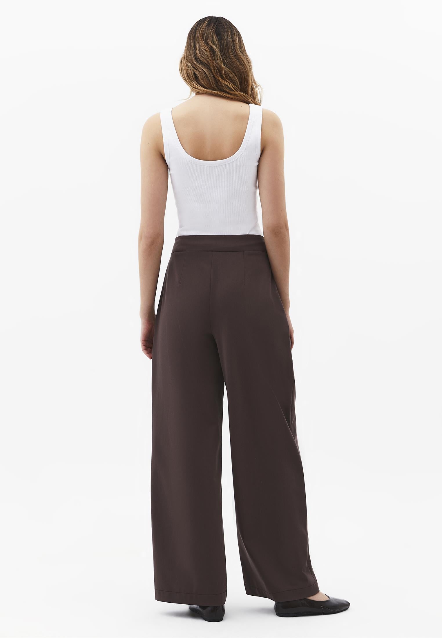 Ultra High Waist Straight Pants - CHOCOLATE BROWN