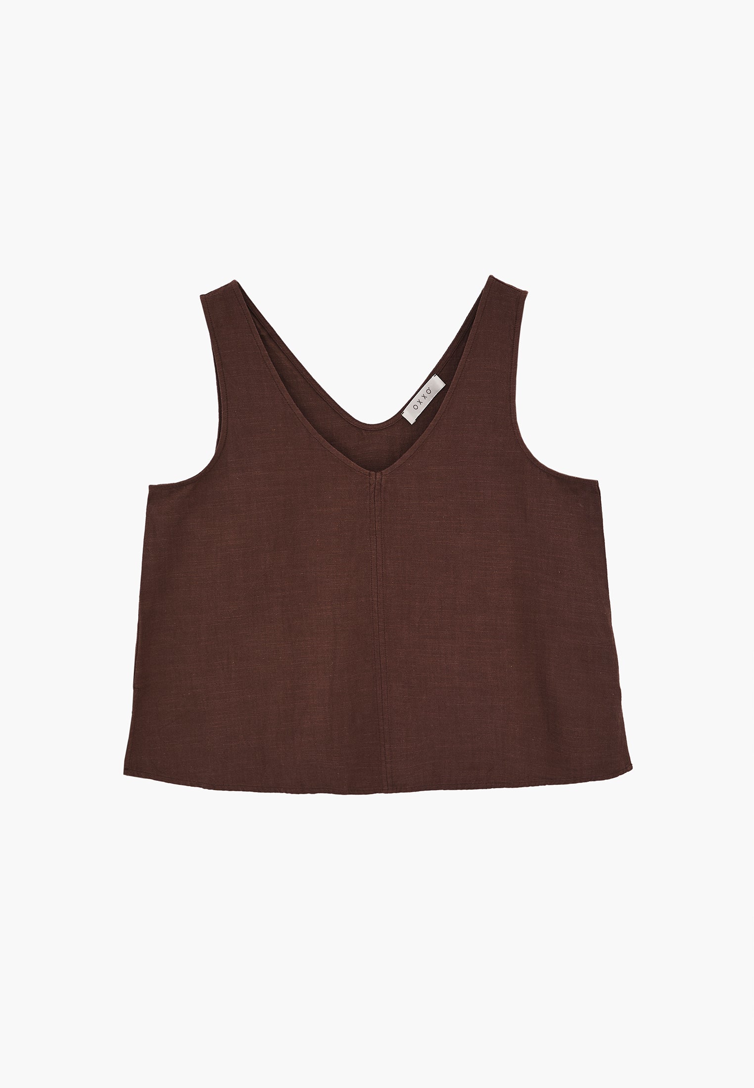 Loose Fit V-Neck Sleeveless Tank Top - CHOCOLATE BROWN
