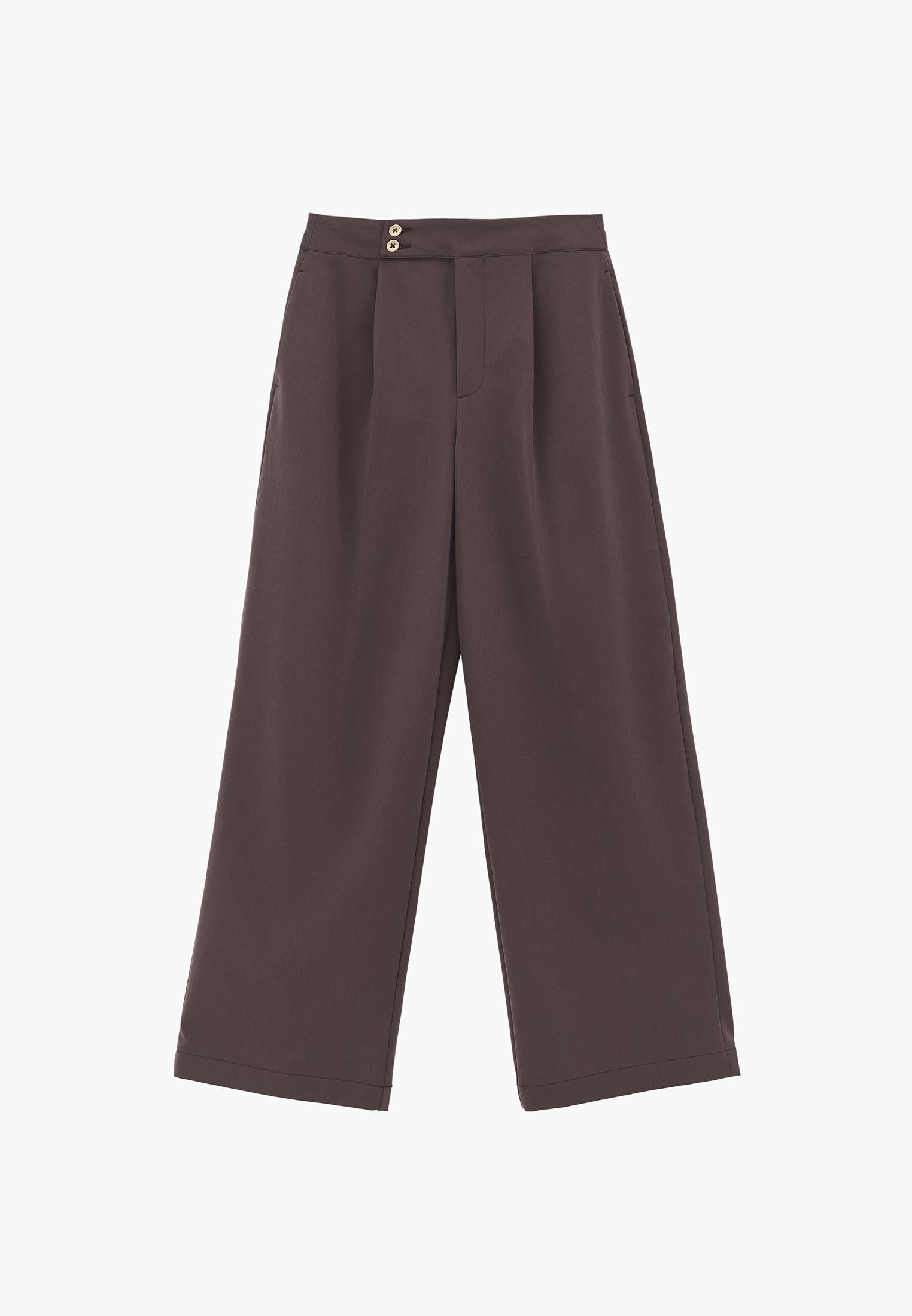 Ultra High Waist Straight Pants - CHOCOLATE BROWN