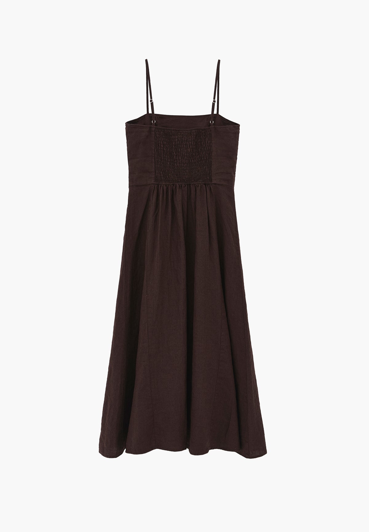 Midi Square Neck Strappy Dress - CHOCOLATE BROWN