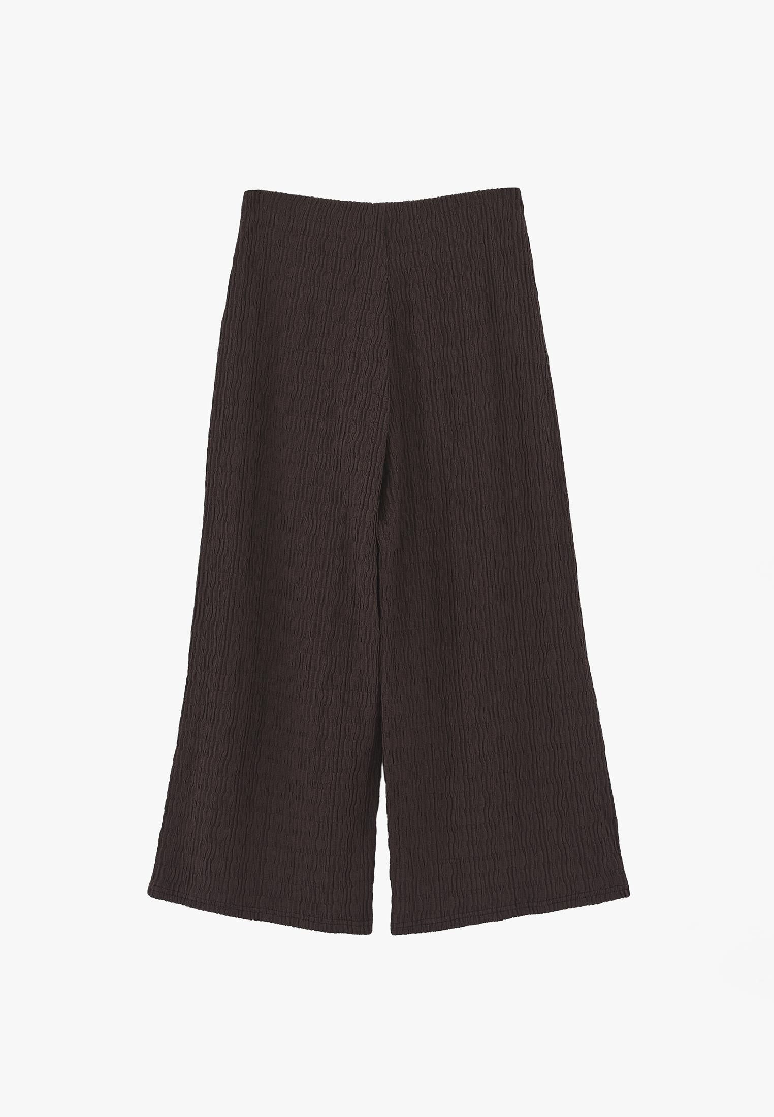 Wide Leg Midi Culotte Pants - CHOCOLATE BROWN