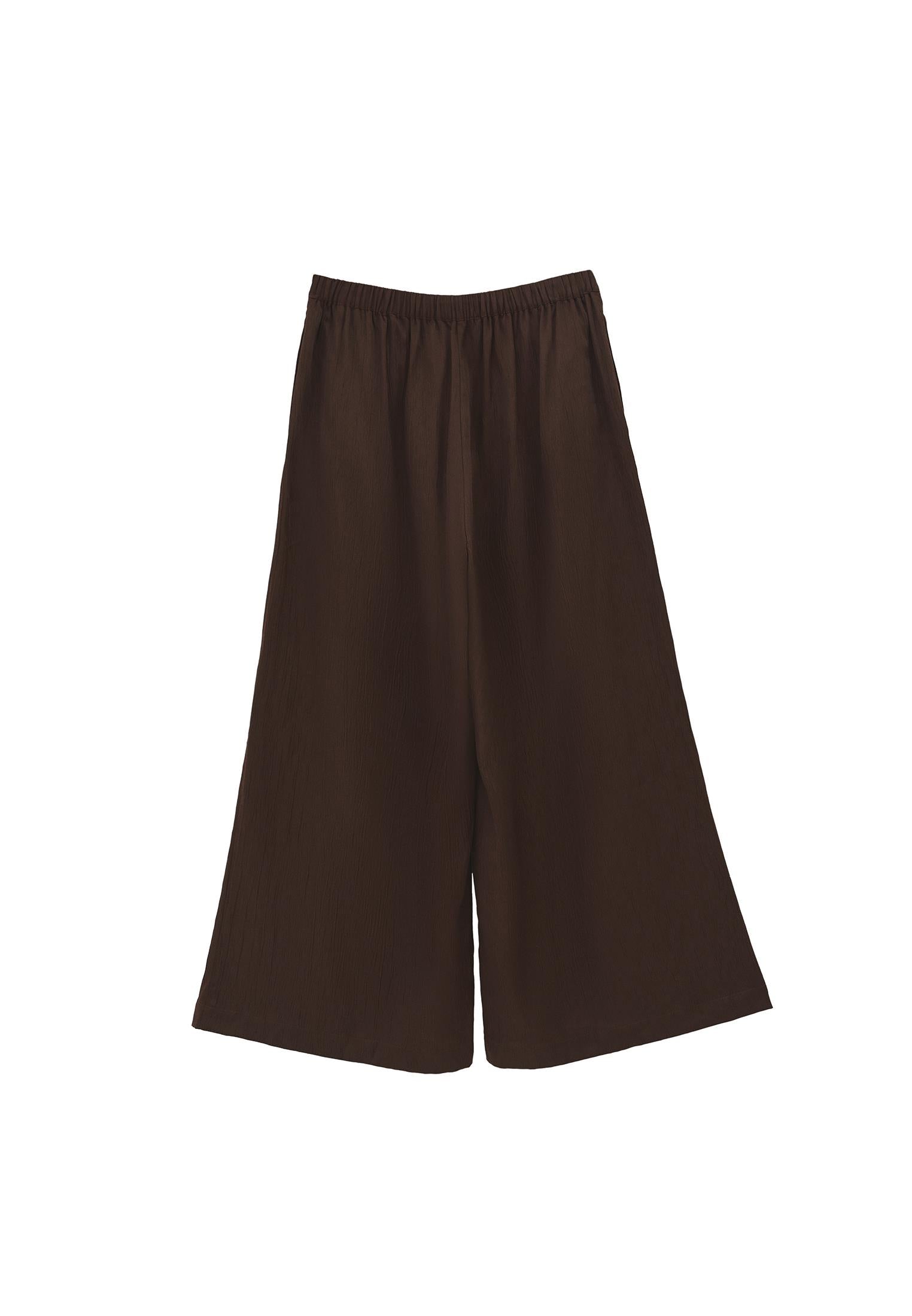 High Waist Wide Leg Pleated Pants - CHOCOLATE BROWN