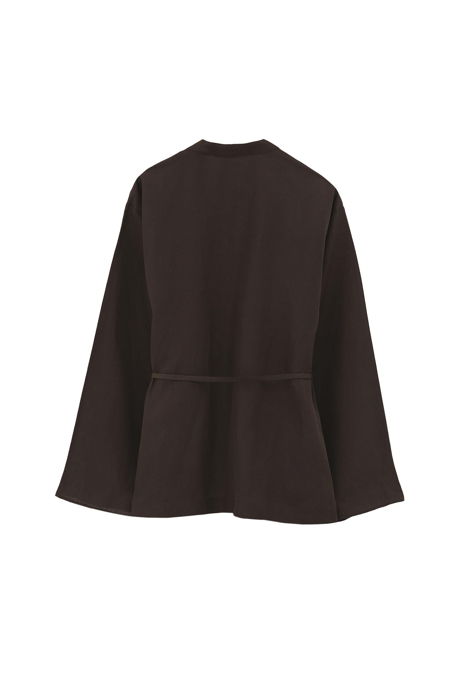 Oversize Belted Jacket - CHOCOLATE BROWN