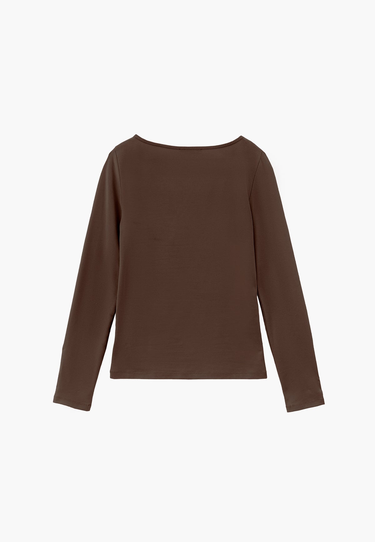 Long Sleeve T-Shirt with Collar Detail - CHOCOLATE CHIP