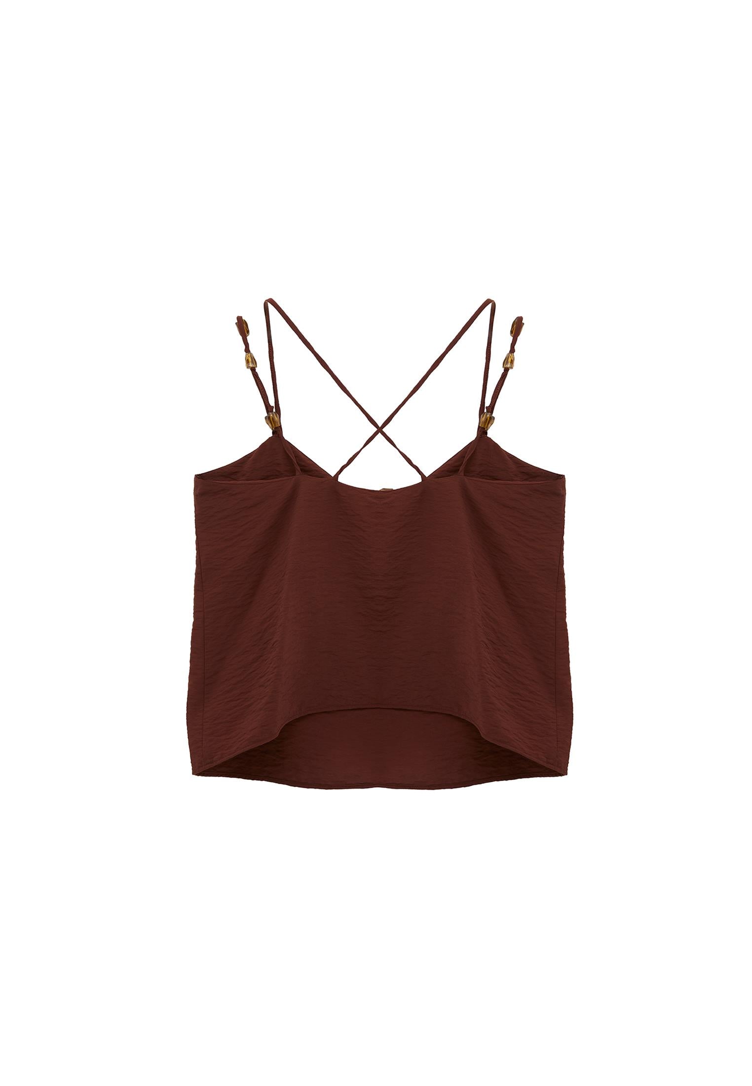 V-Neck Blouse - CHOCOLATE FONDANT