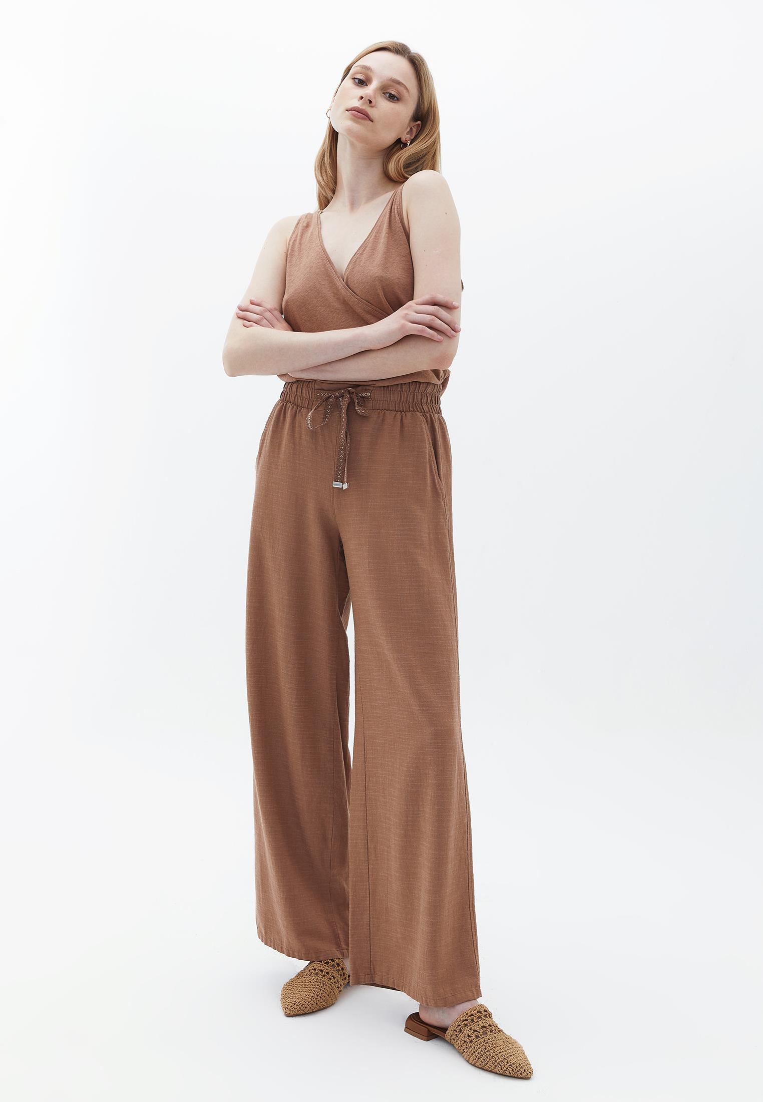 Wrap Sleeveless Tank Top - CHOCOLATE MALT