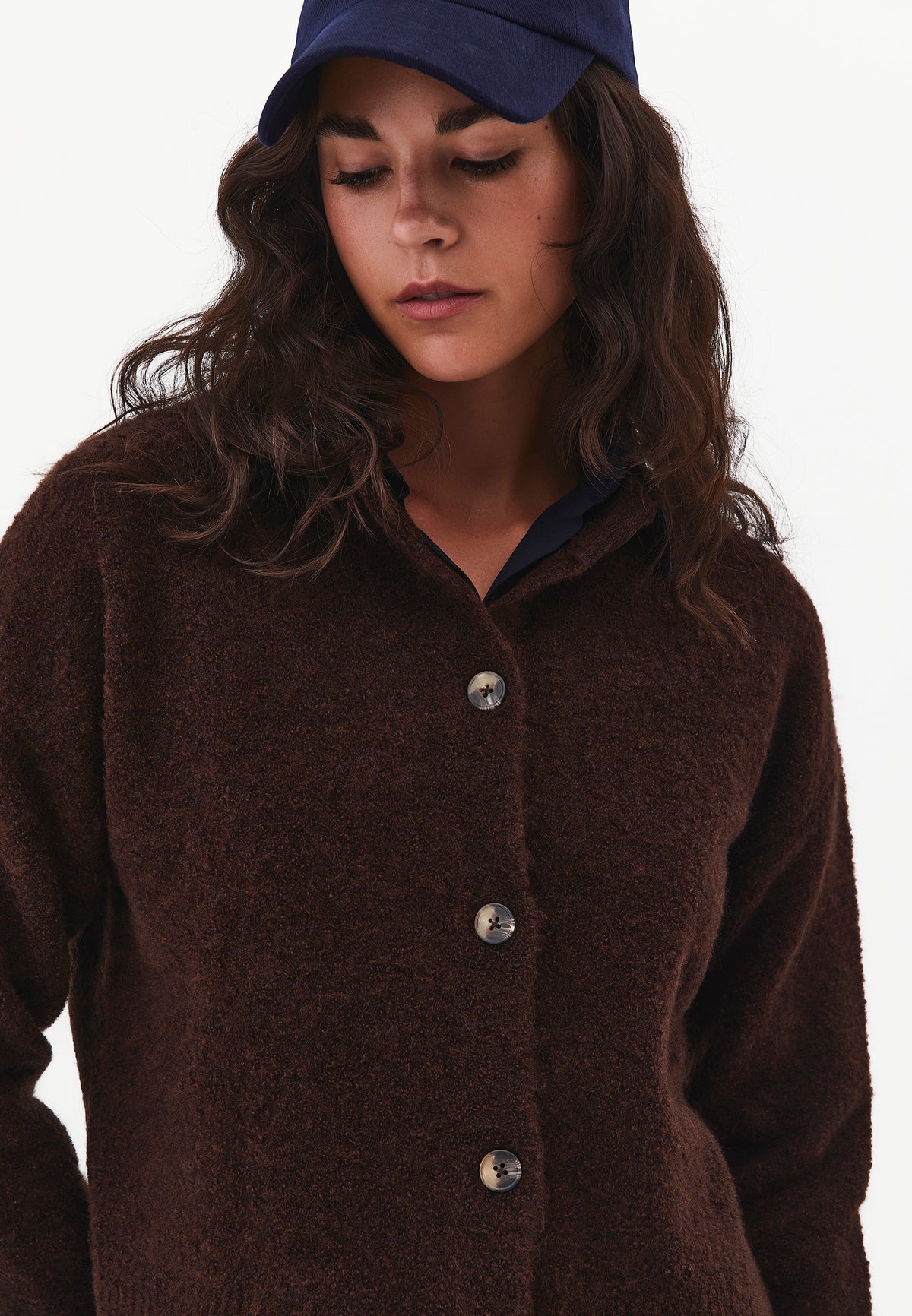 Button Detailed Short Cardigan - CHOCOLATE PLUM