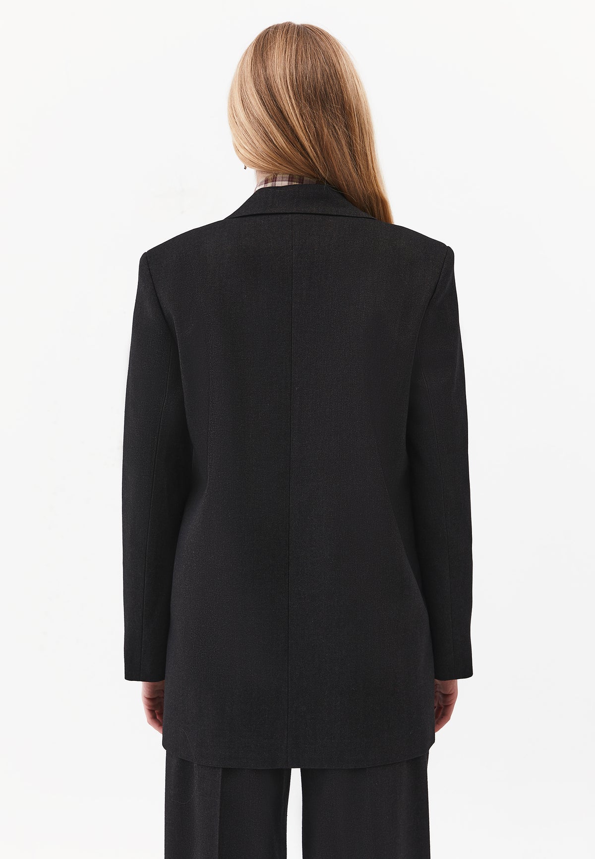 Button Detailed Boyfriend Tunic Blazer Jacket - CHOCOLATE PLUM
