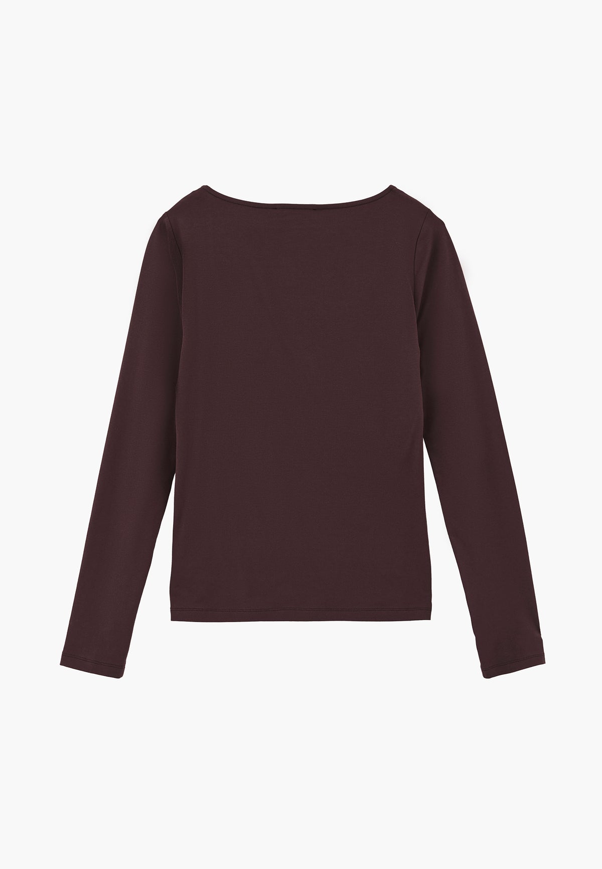 Long Sleeve U Neck Bodycon T-Shirt - CHOCOLATE PLUM