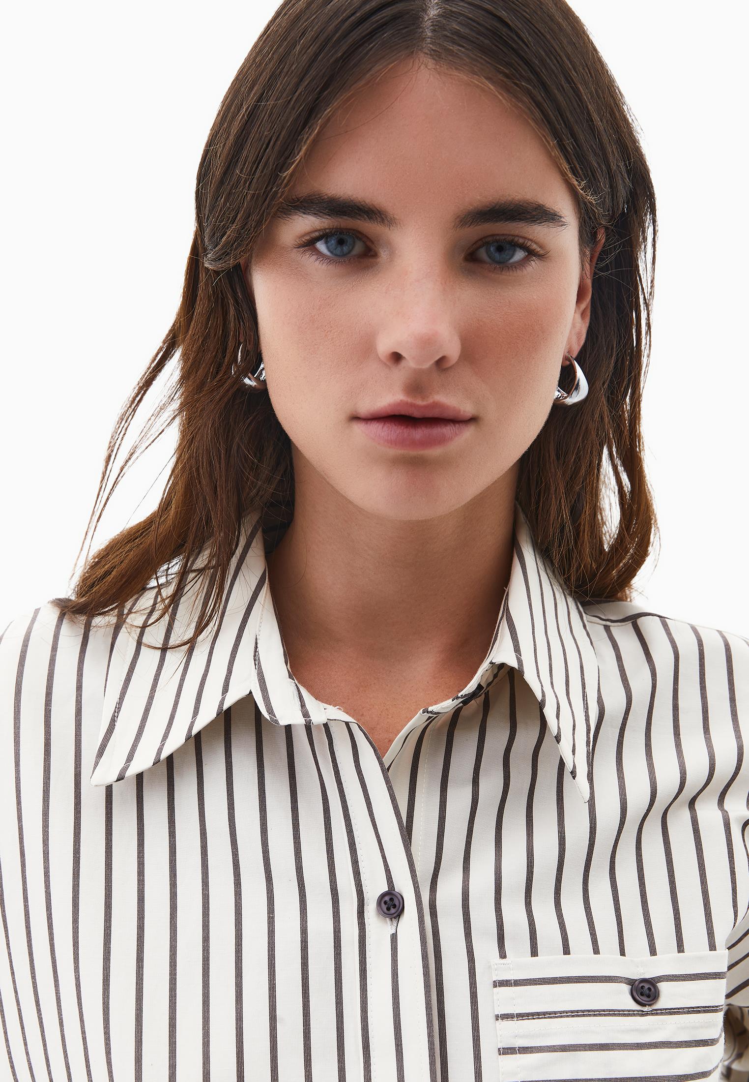 Oversize Striped Poplin Shirt - CHOCOLATE STRIPE